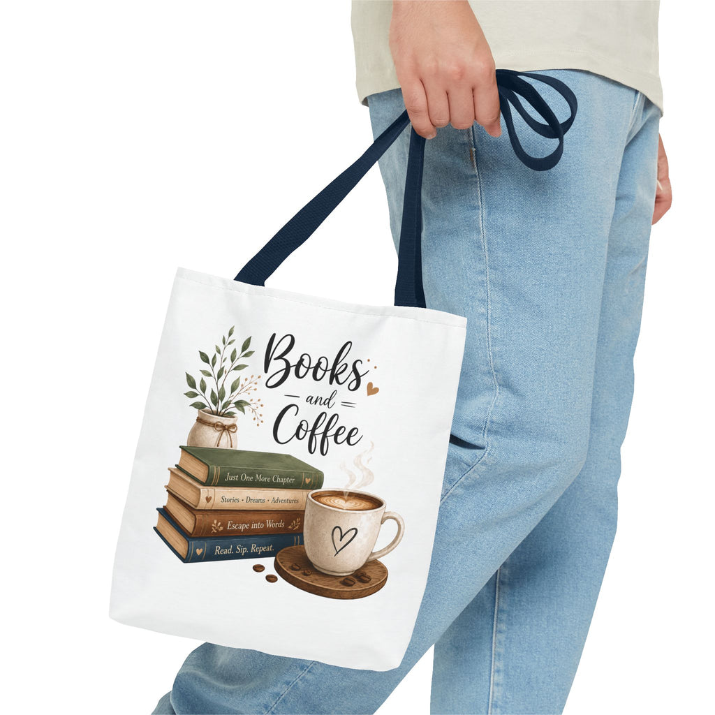 Books and Coffee Tote Bag — Book Lover Canvas Tote