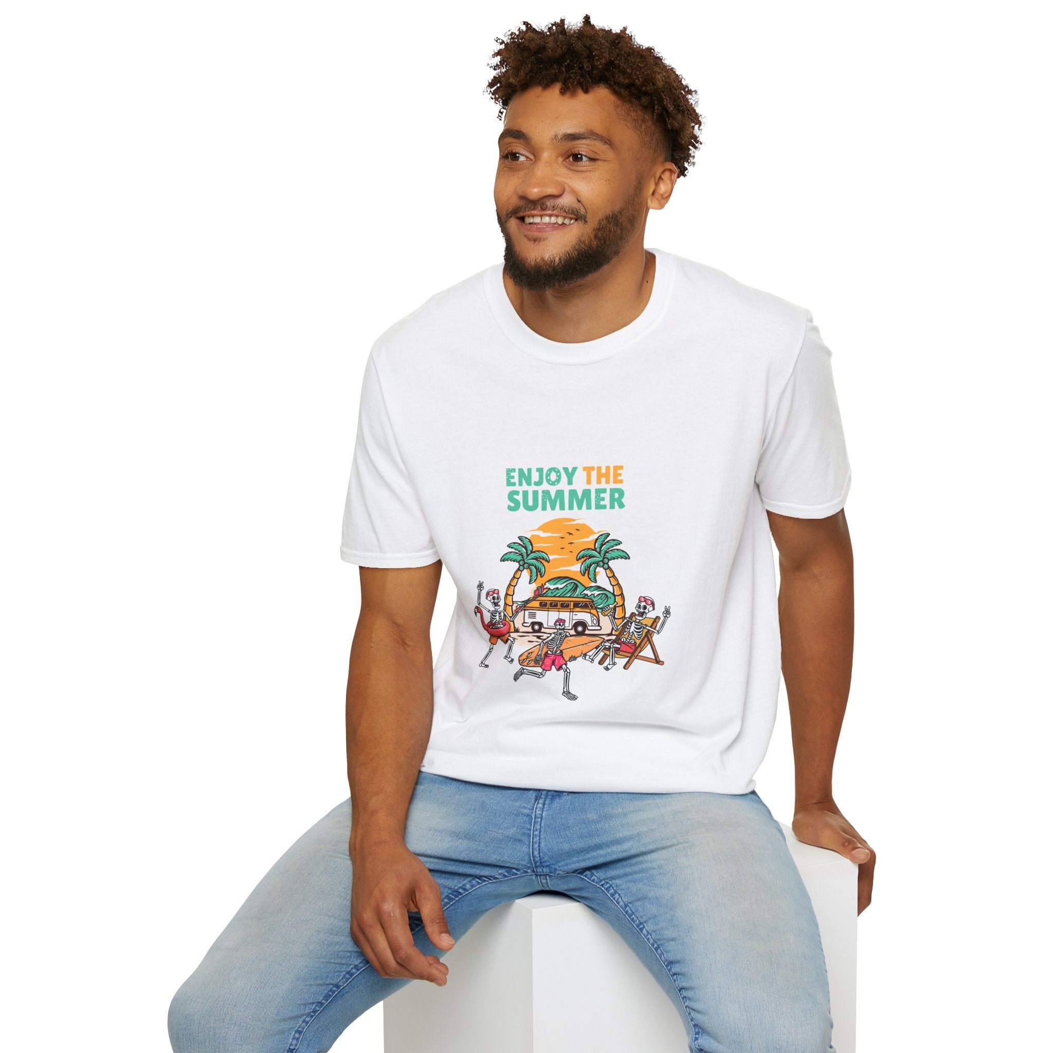 Summer Beach T-Shirt — "Enjoy The Summer" Palm Tree Surf Graphic
