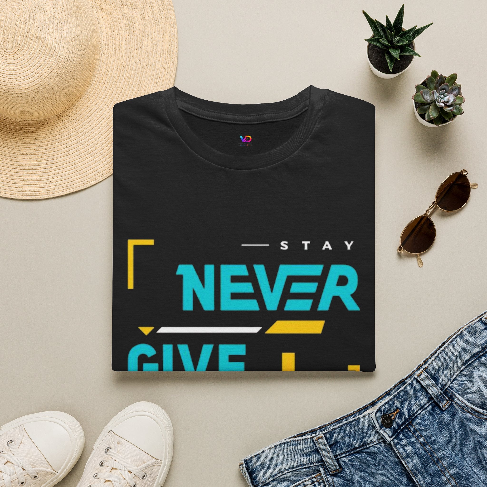 T-Shirt — Stay Never Give Up Motivational Graphic Tee