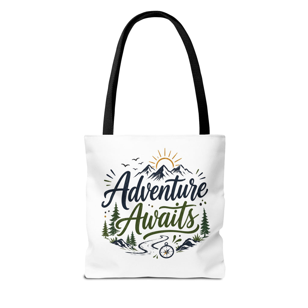 Adventure Awaits Tote Bag — Mountain Hiking Travel Canvas Tote