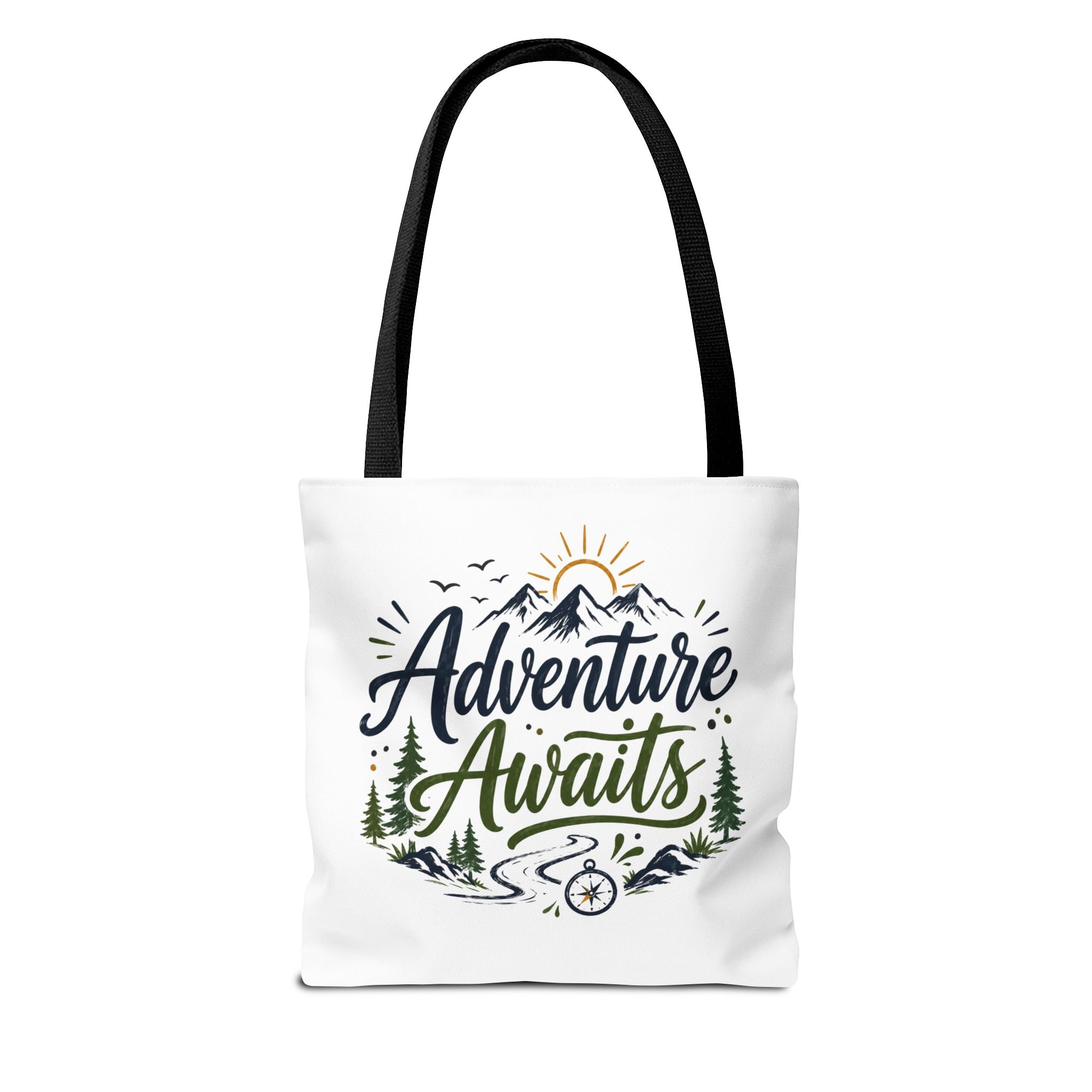 Adventure Awaits Tote Bag — Mountain Hiking Travel Canvas Tote