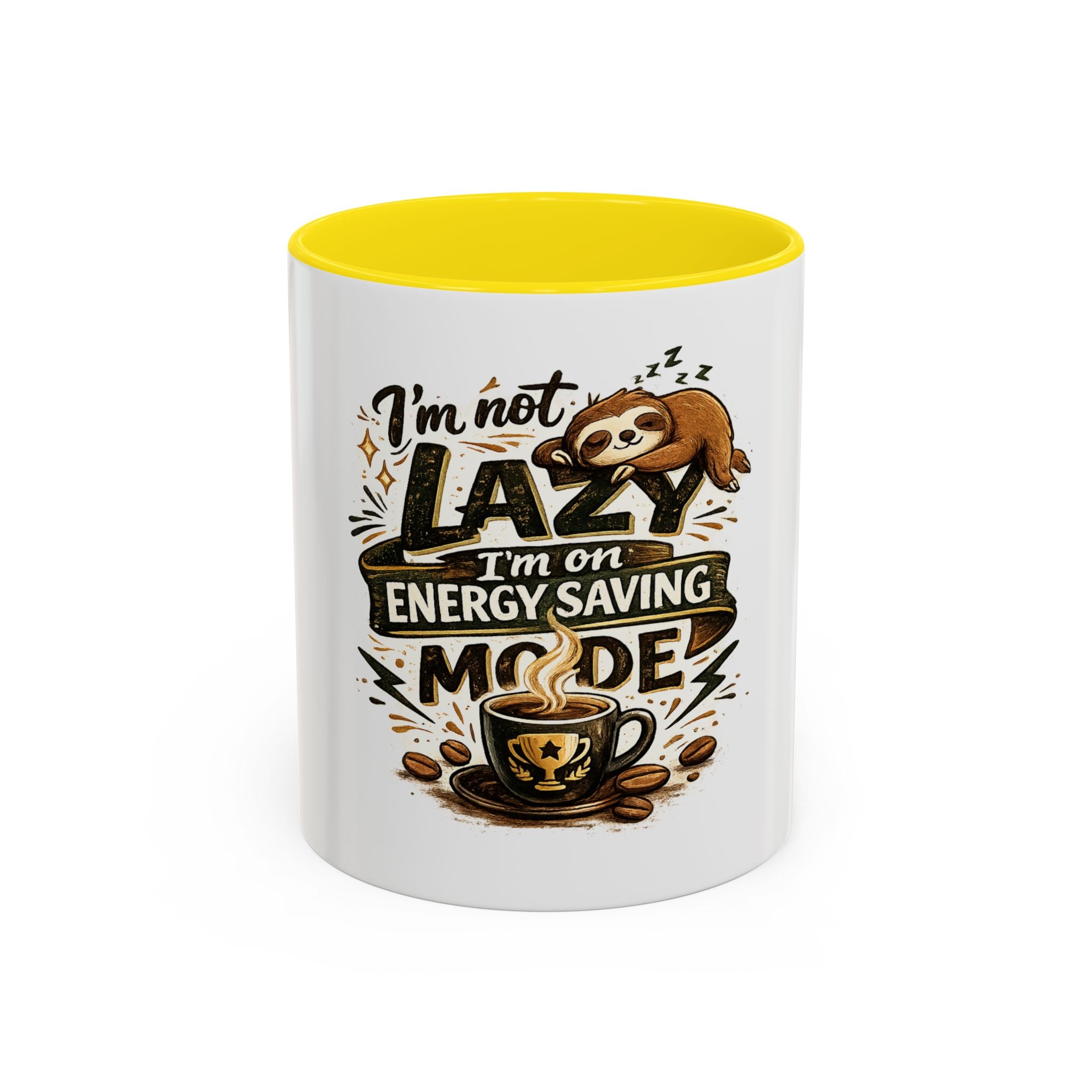 Energy-Saving Mode Coffee Mug — "I'm Not Lazy" Sloth Coffee Cup (11/15oz)
