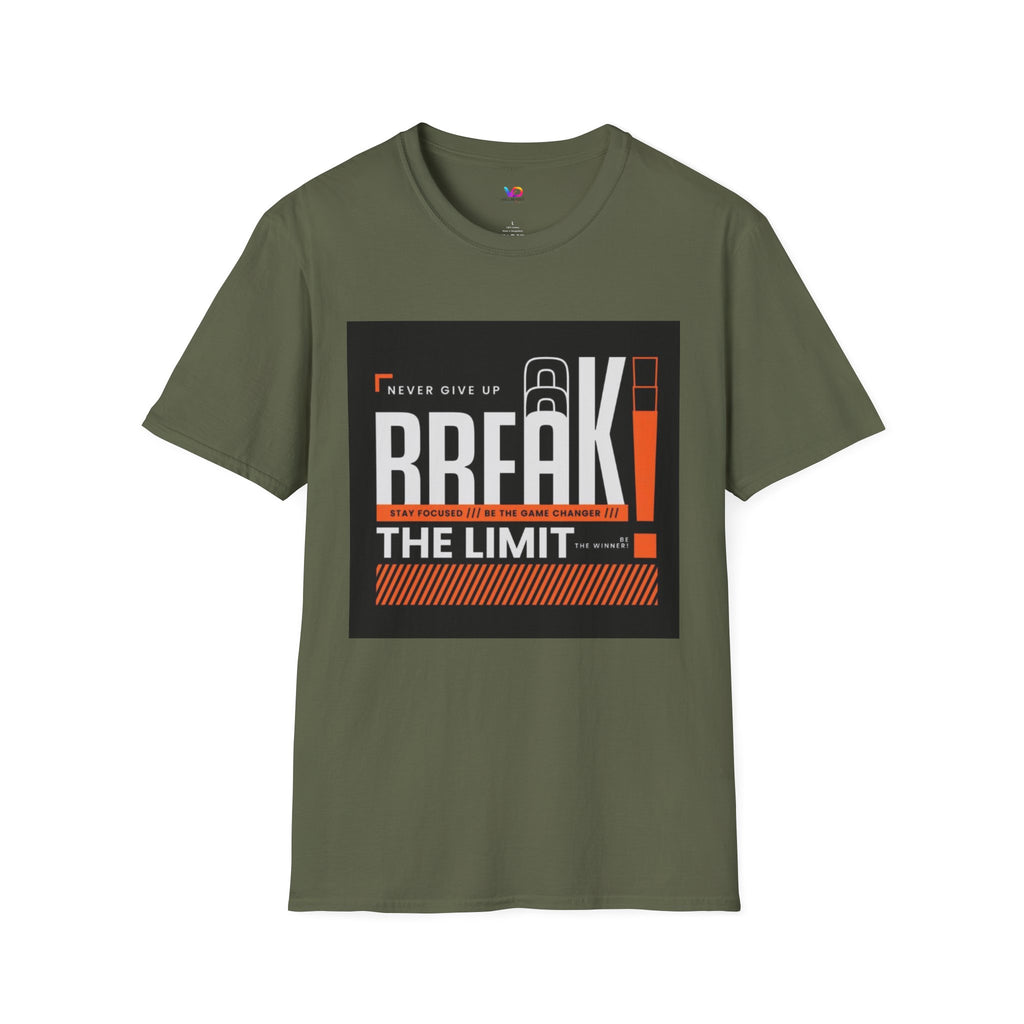 Break the Limit T-Shirt — “Never Give Up, Break” Motivational Graphic Tee