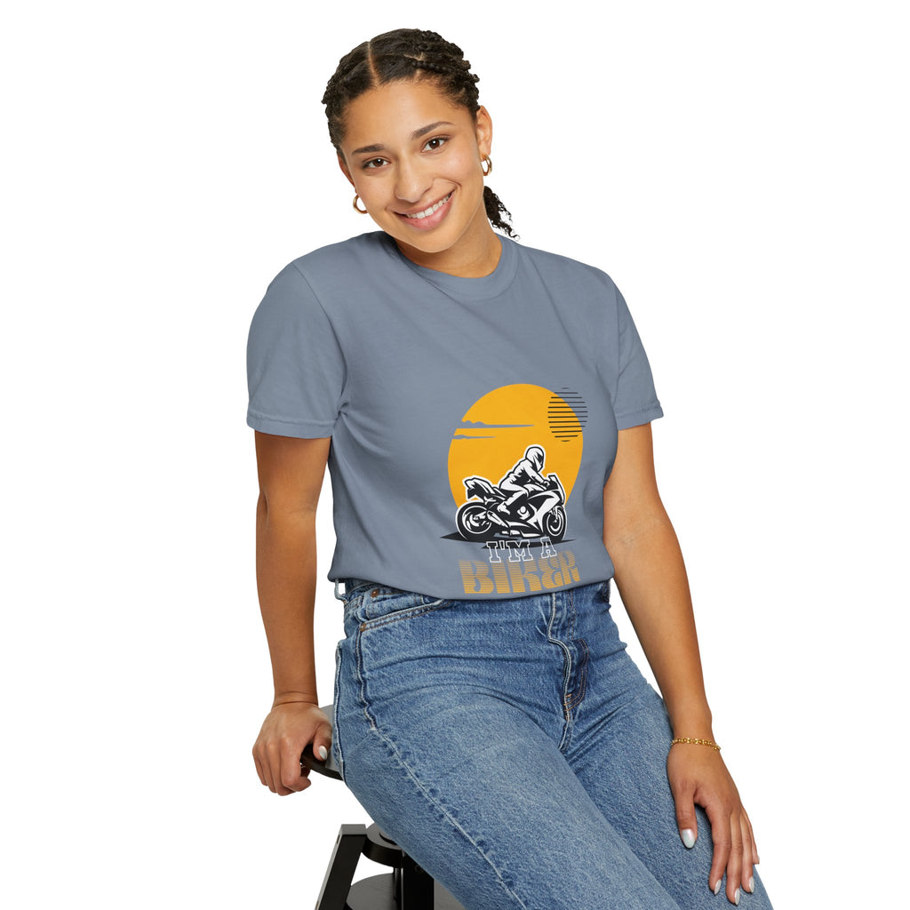 Motorcycle Rider T-Shirt — Retro Sunset Biker Graphic
