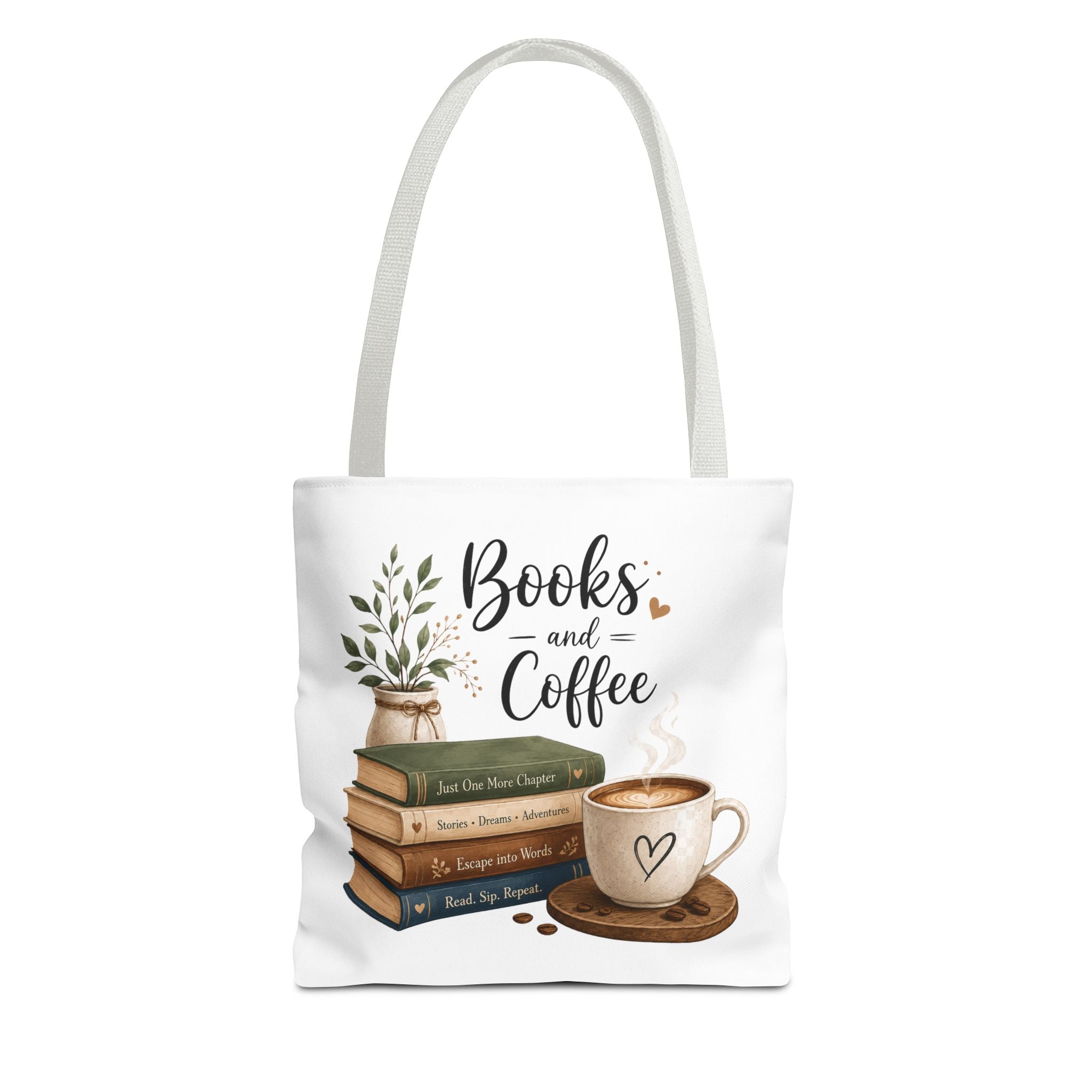 Books and Coffee Tote Bag — Book Lover Canvas Tote