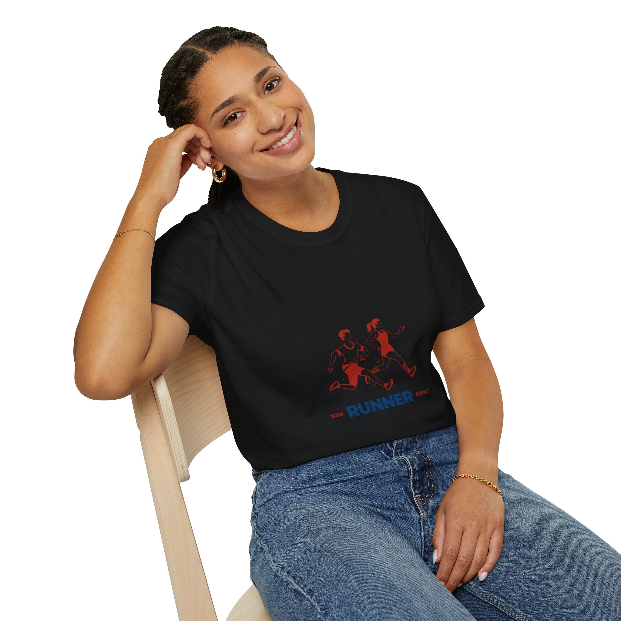 Runner Graphic Tee — Retro Couple Jogging Design