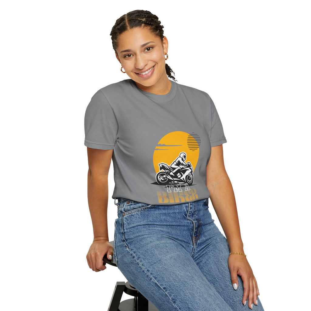 Motorcycle Rider T-Shirt — Retro Sunset Biker Graphic