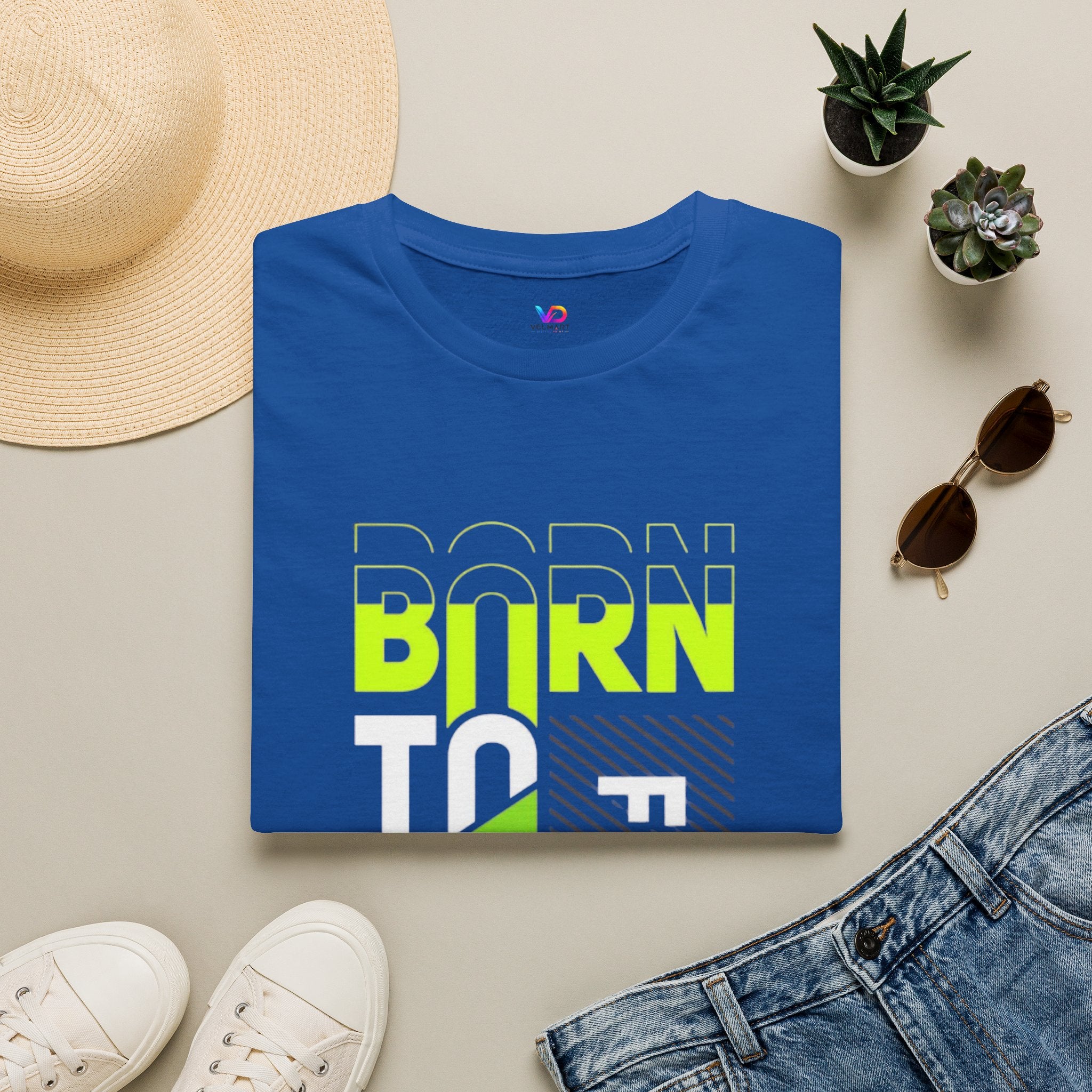 T-Shirt — Born To Be Free Neon Graphic Tee