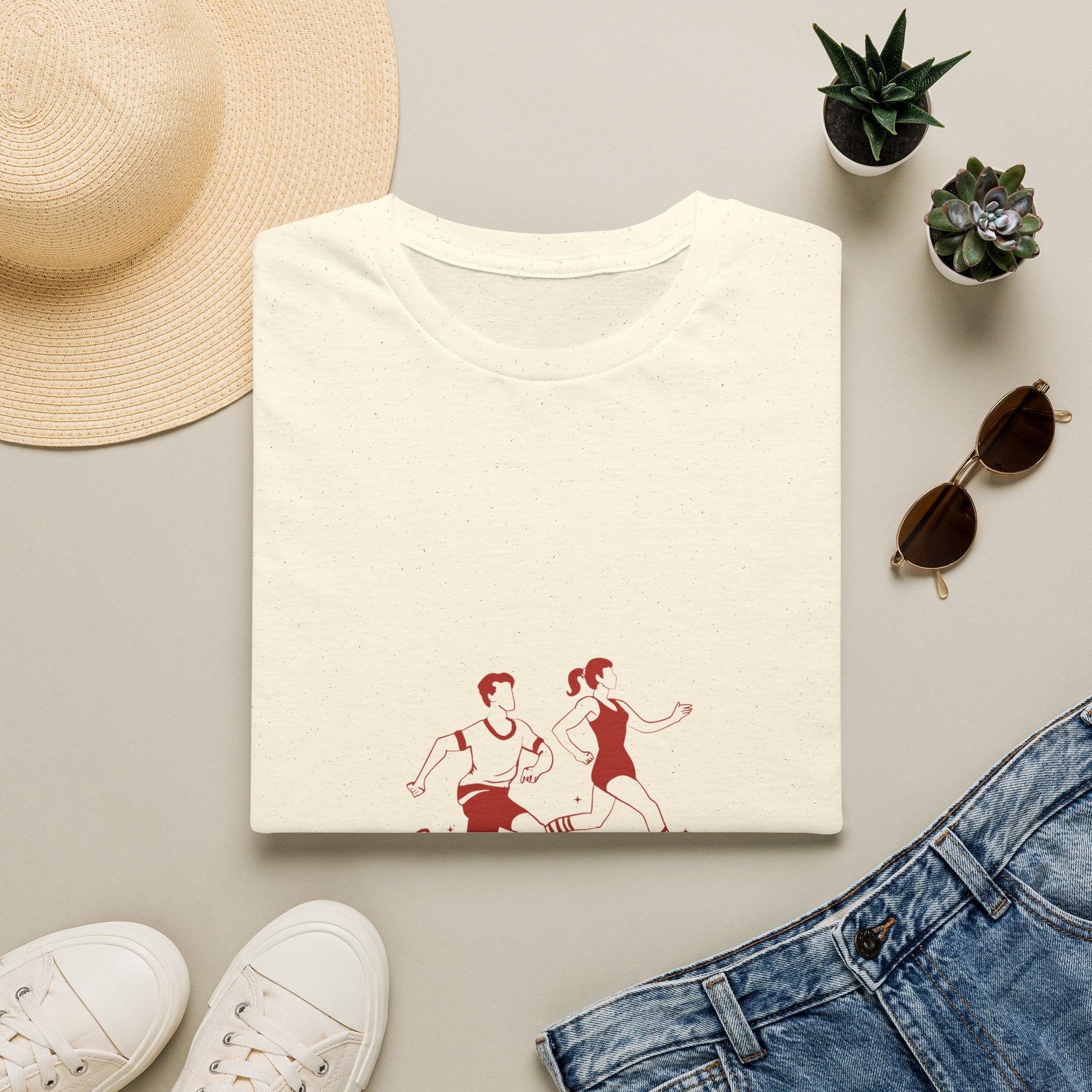 Runner Graphic Tee — Retro Couple Jogging Design