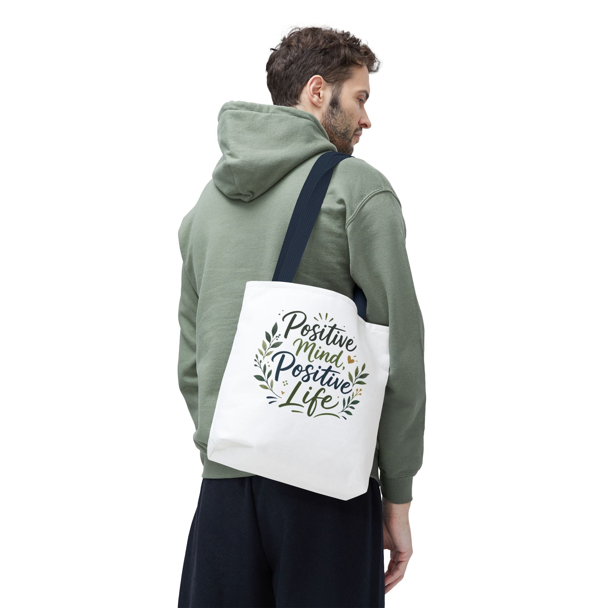 Positive Mind, Positive Life Tote Bag — Inspirational Floral Canvas Shopper
