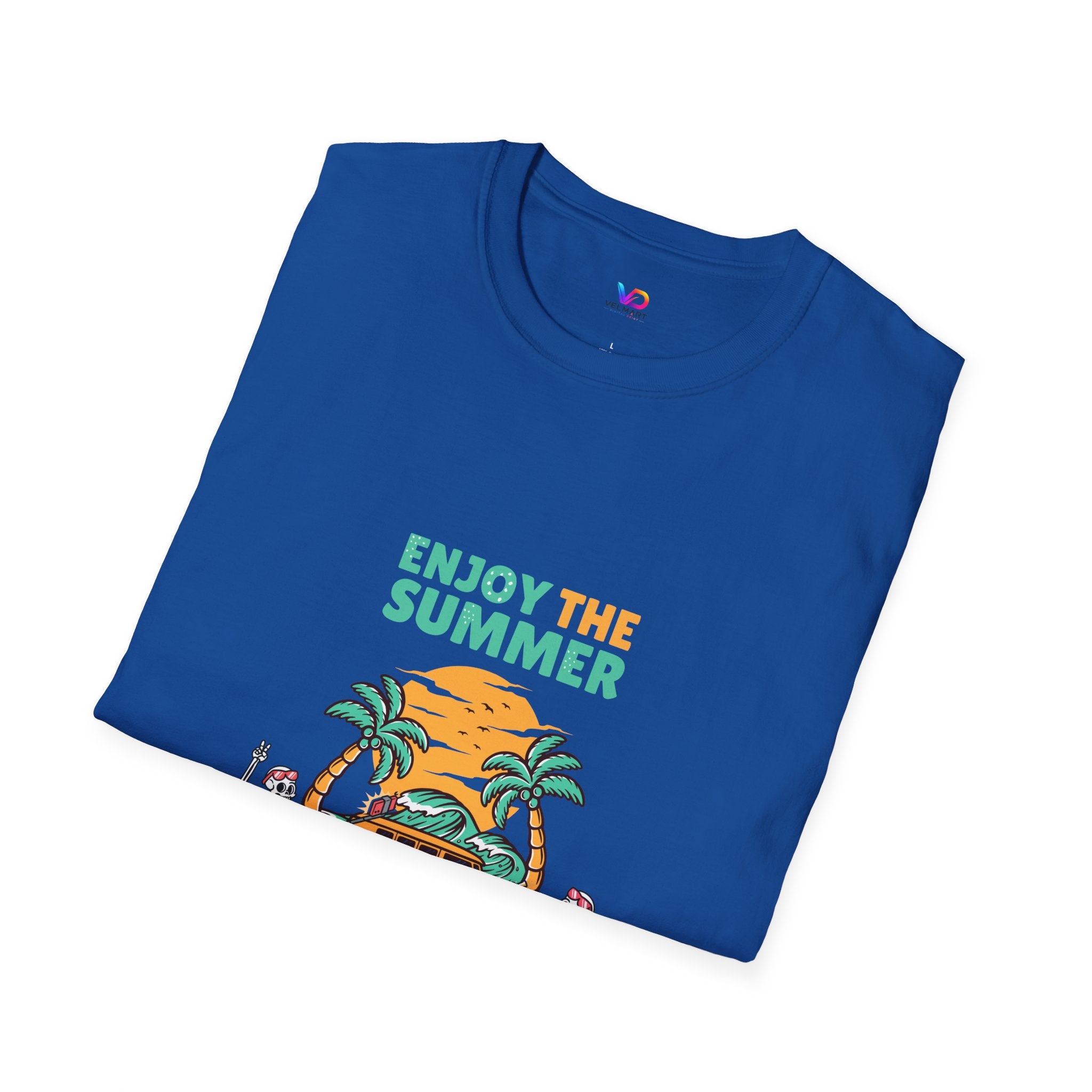 Summer Beach T-Shirt — "Enjoy The Summer" Palm Tree Surf Graphic