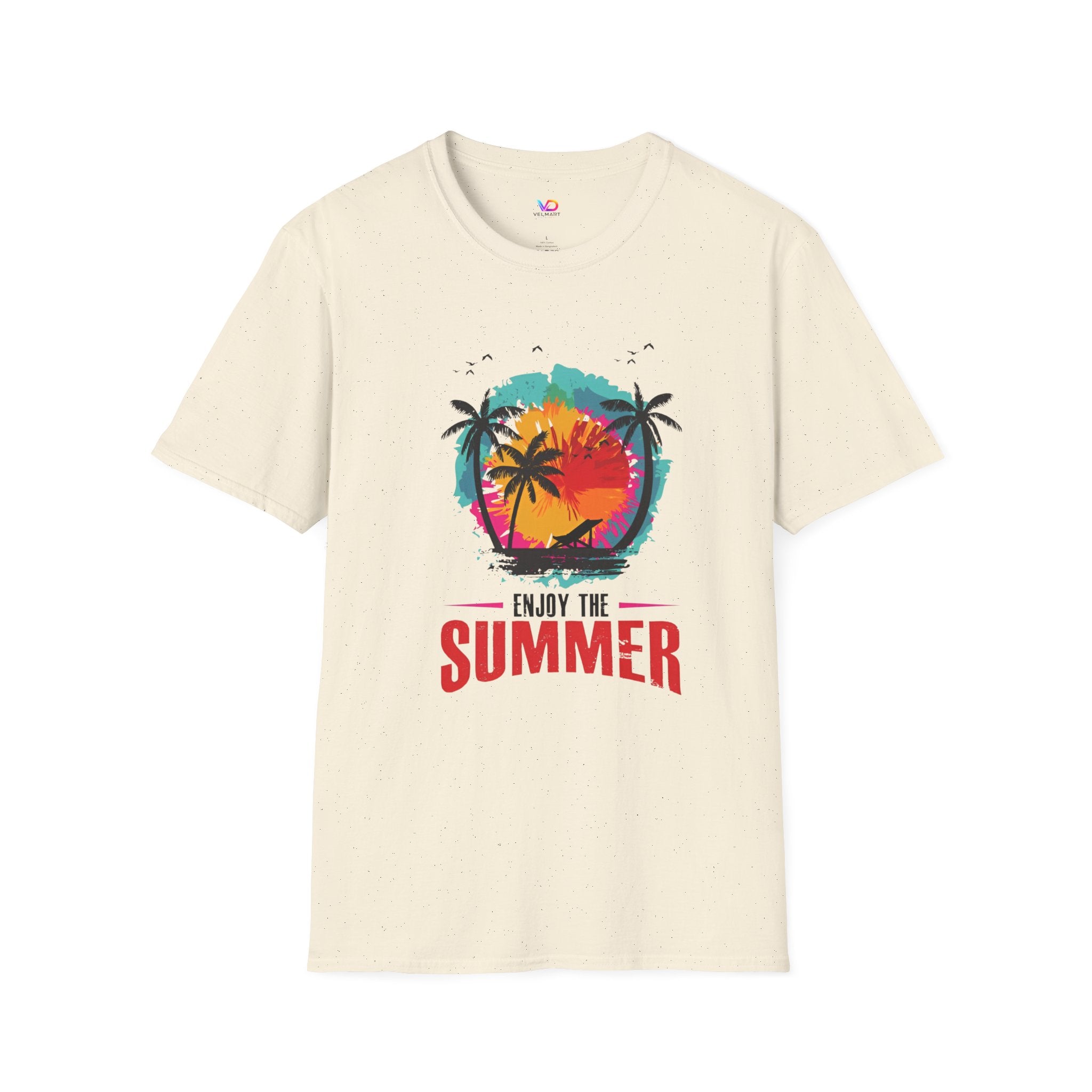 Summer Vibes T-Shirt — "Enjoy the Summer" Tropical Palm Sunset Tee