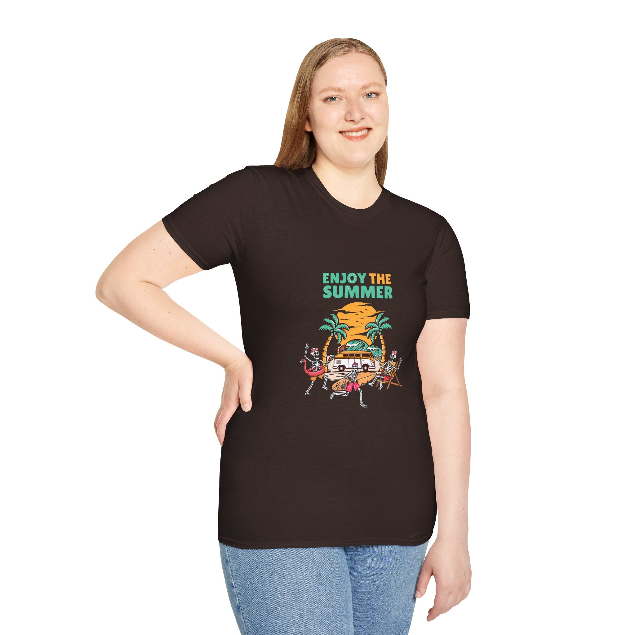 Summer Beach T-Shirt — "Enjoy The Summer" Palm Tree Surf Graphic