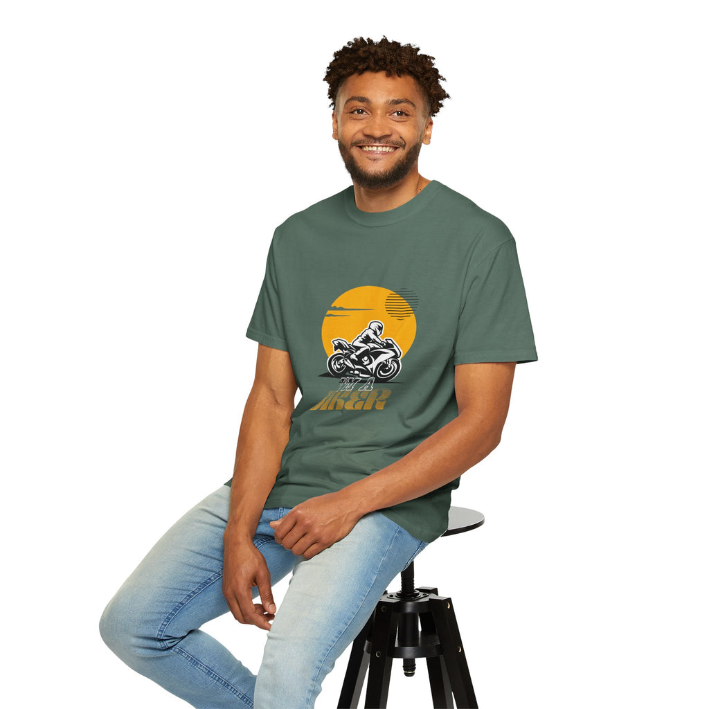 Motorcycle Rider T-Shirt — Retro Sunset Biker Graphic