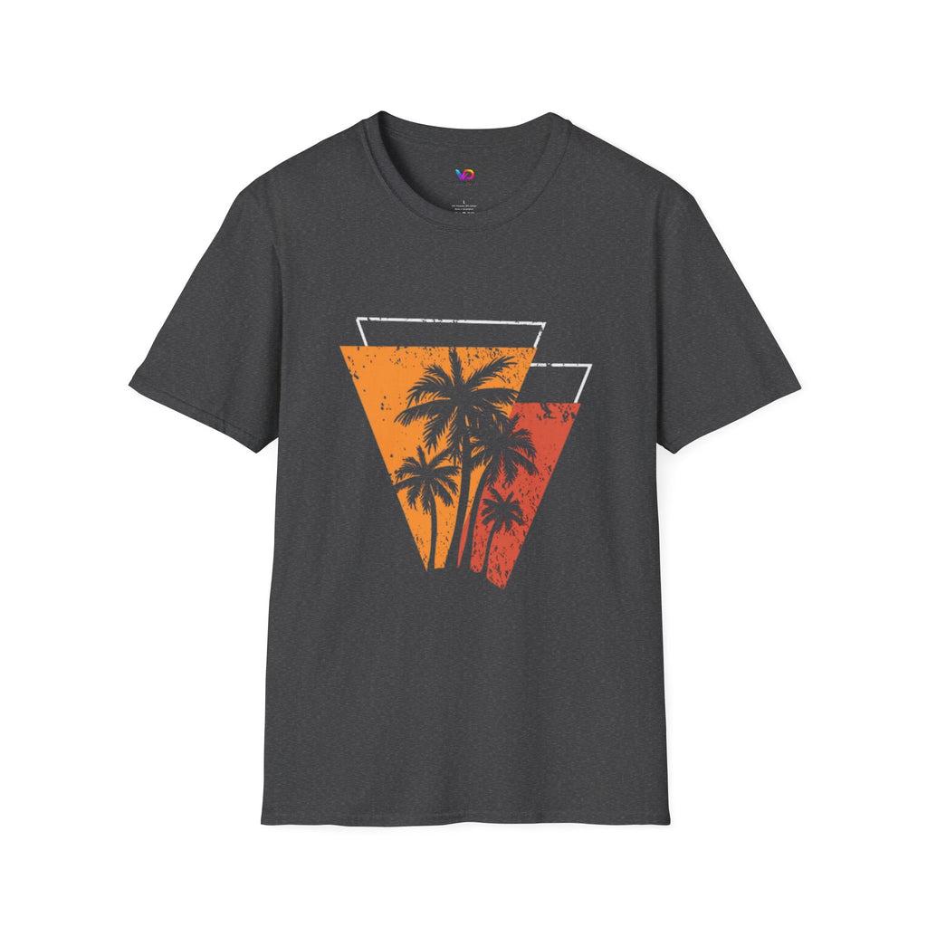 Vintage Palm Triangle T‑Shirt — Retro Sunset Beach Tee