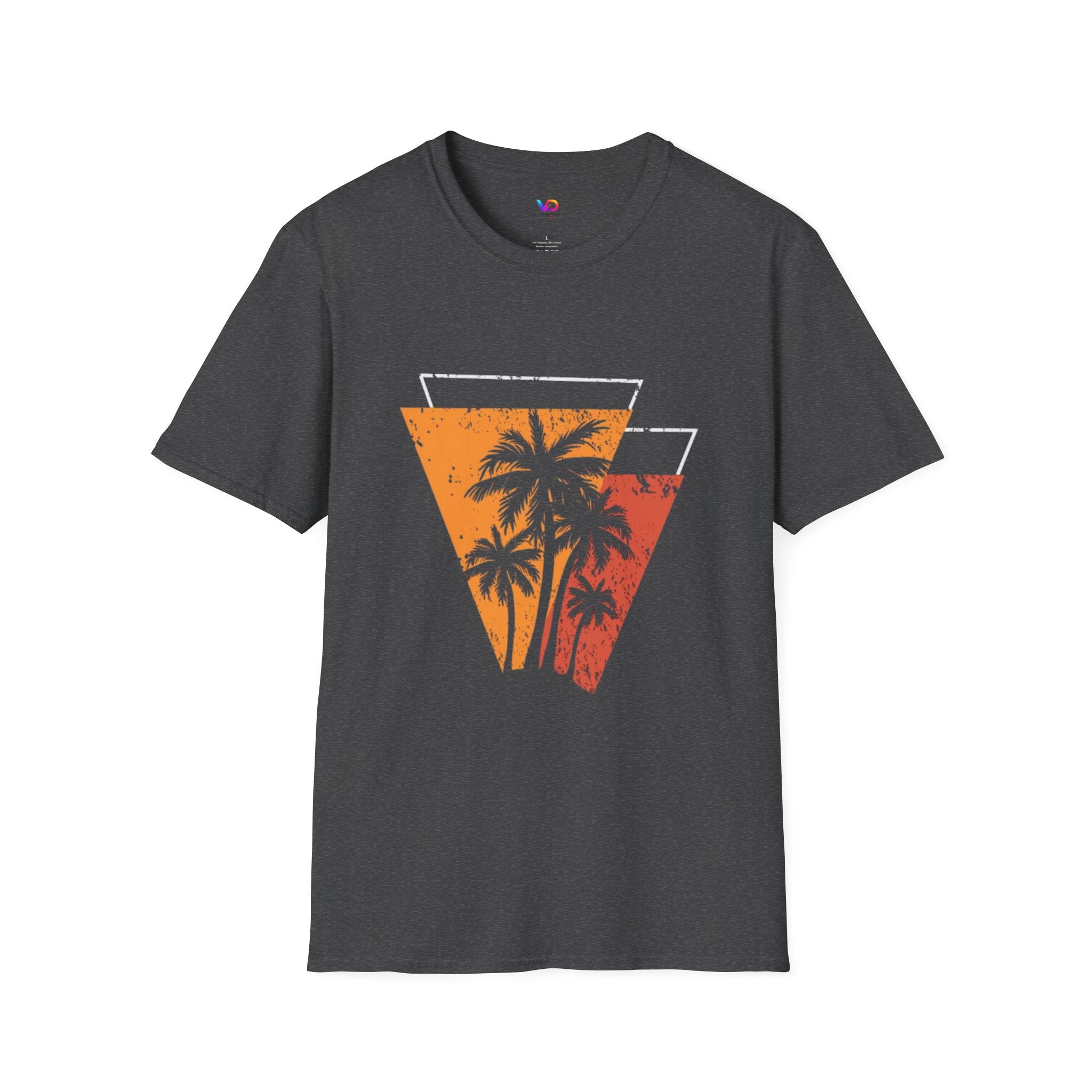 Vintage Palm Triangle T‑Shirt — Retro Sunset Beach Tee