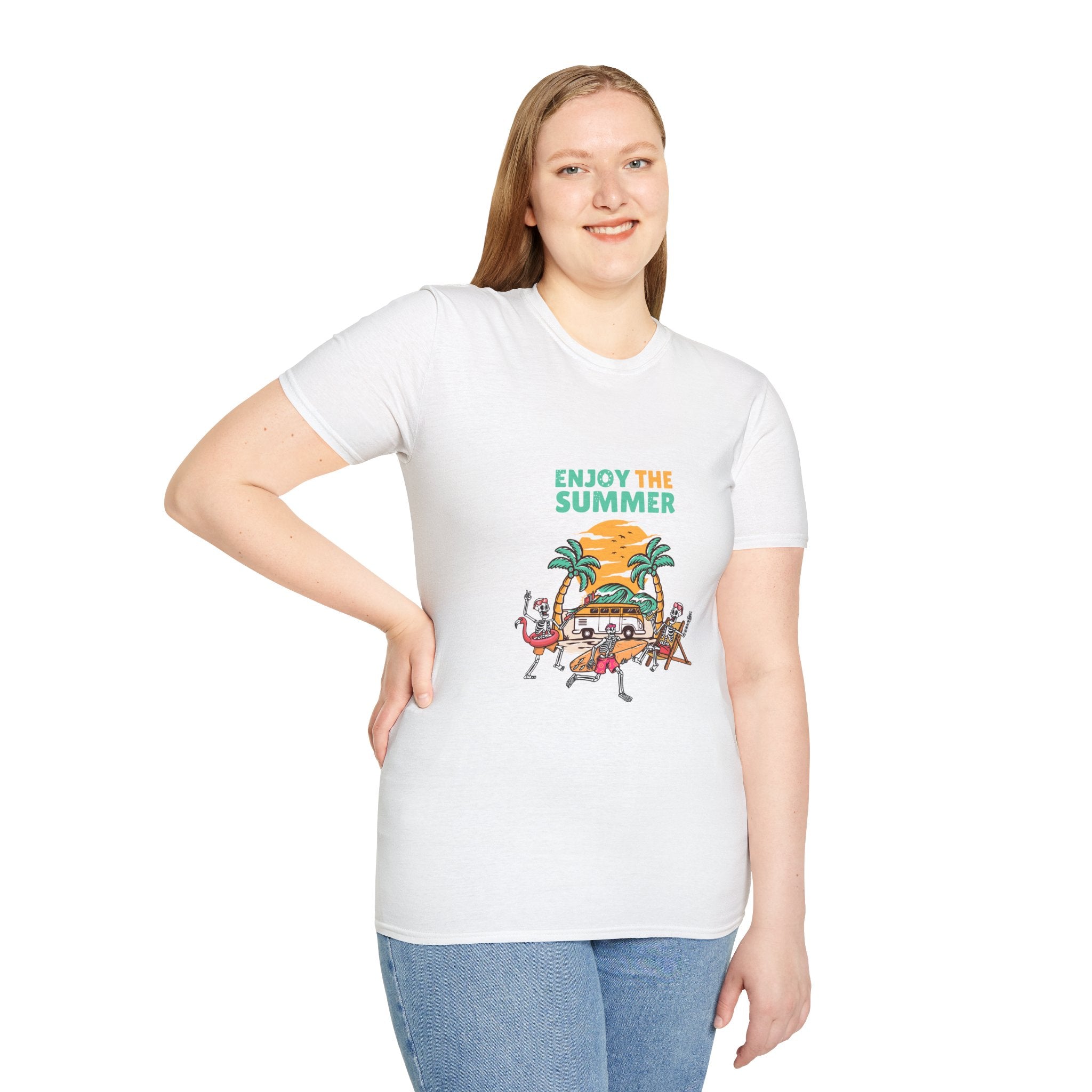 Summer Beach T-Shirt — "Enjoy The Summer" Palm Tree Surf Graphic