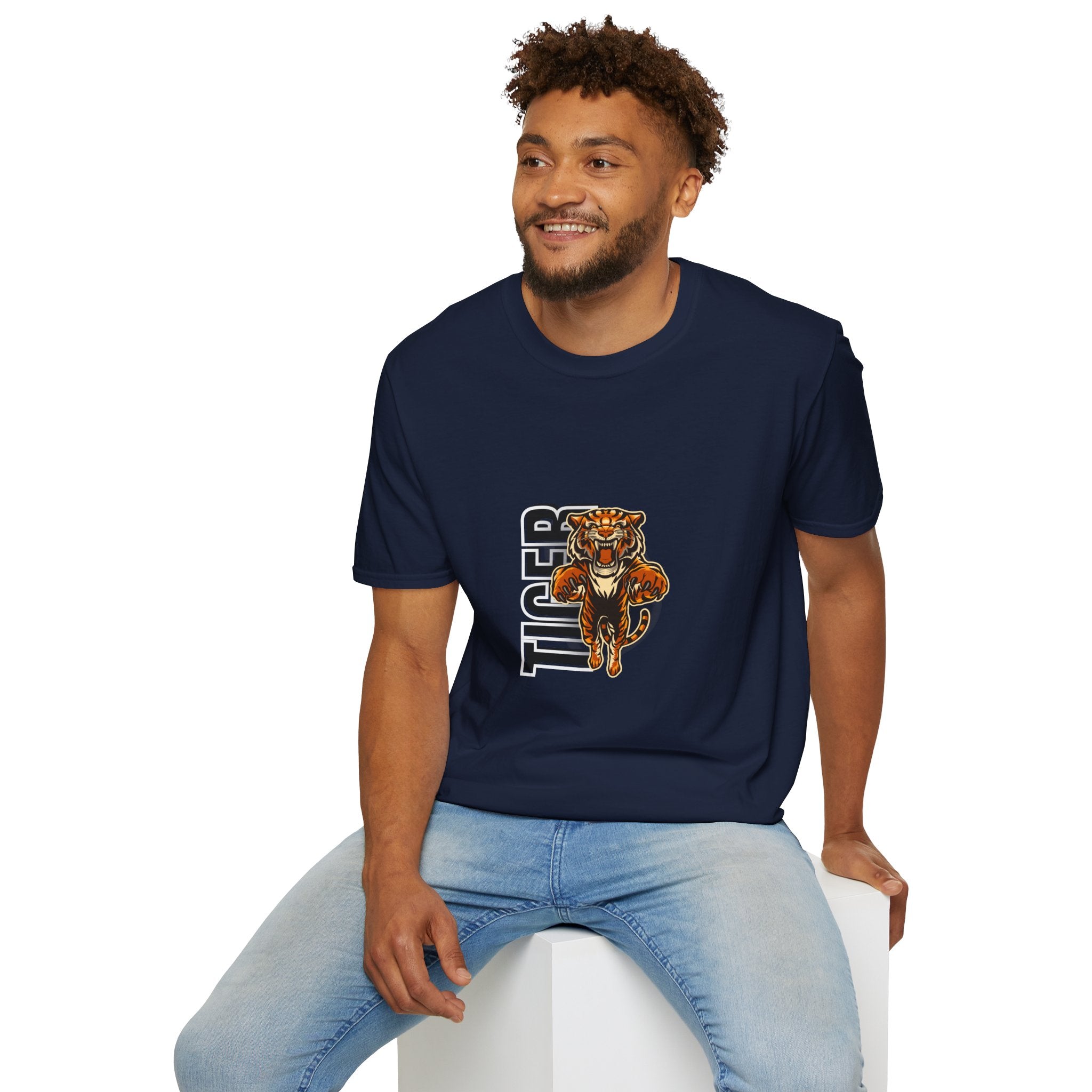 Tiger Graphic T-Shirt – Fierce Roaring Tiger Vertical Text Design
