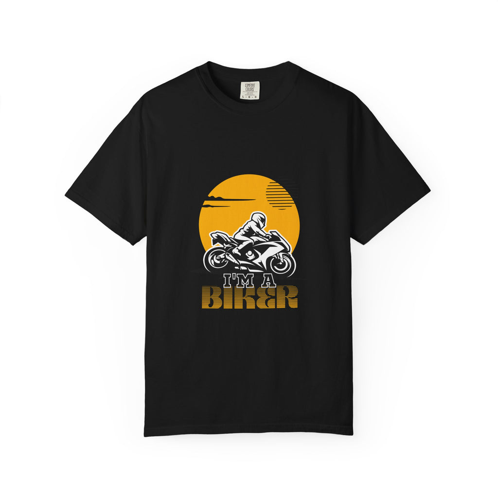 Motorcycle Rider T-Shirt — Retro Sunset Biker Graphic