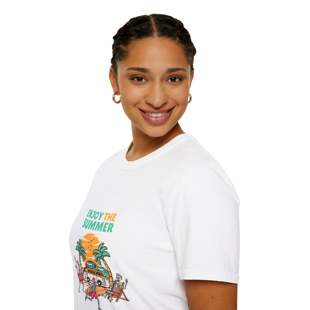 Summer Beach T-Shirt — "Enjoy The Summer" Palm Tree Surf Graphic