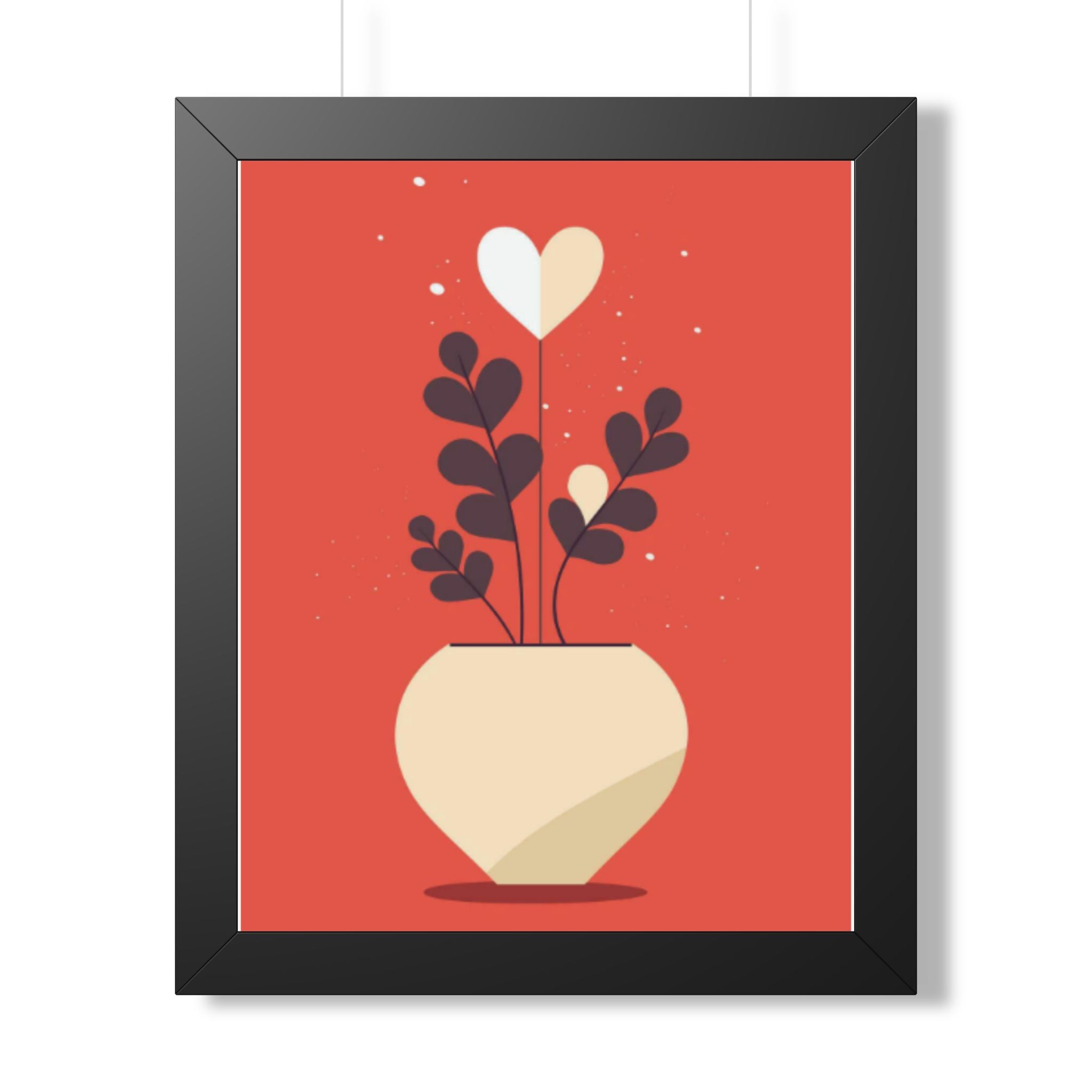 Framed Vertical Poster — Heart Bloom Potted Plant Art Print