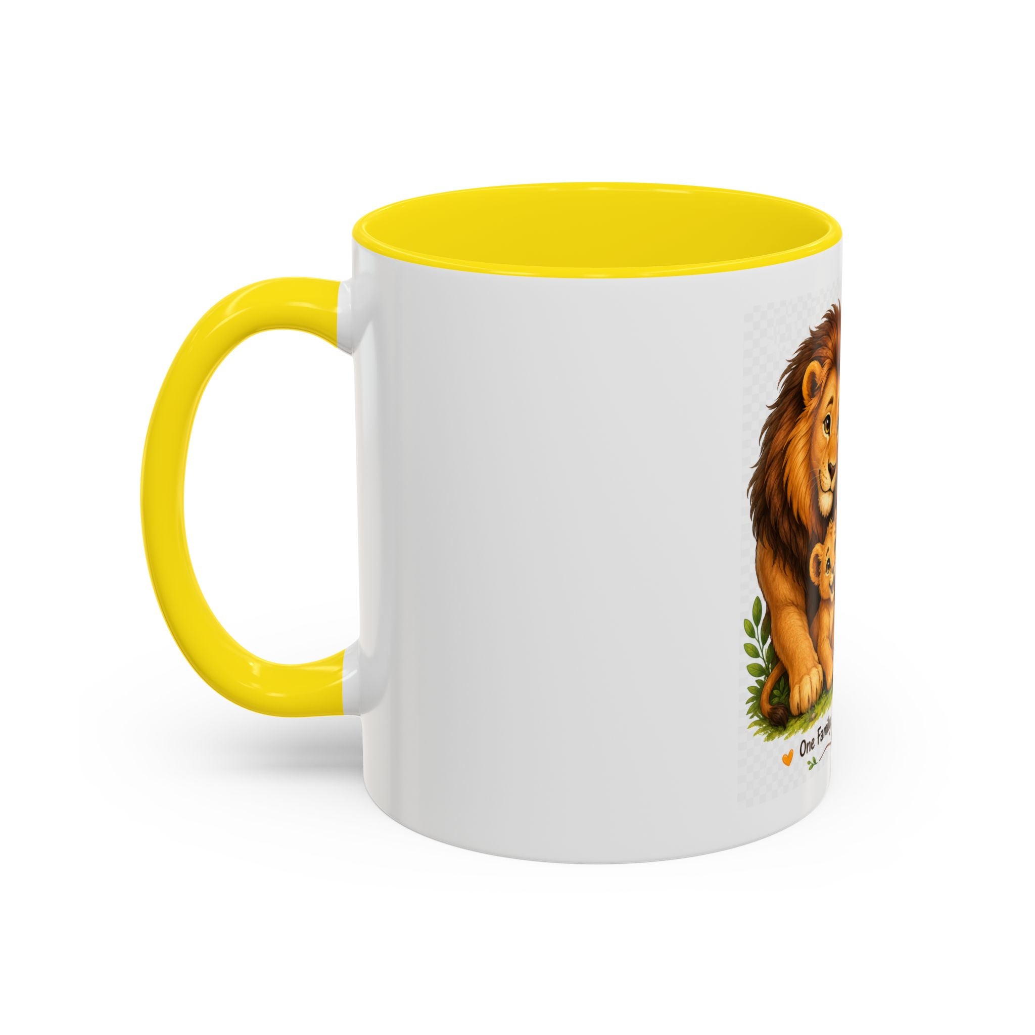 Family Lion Coffee Mug — "Together We Are Strong, Love Grows Here" Accent Mug