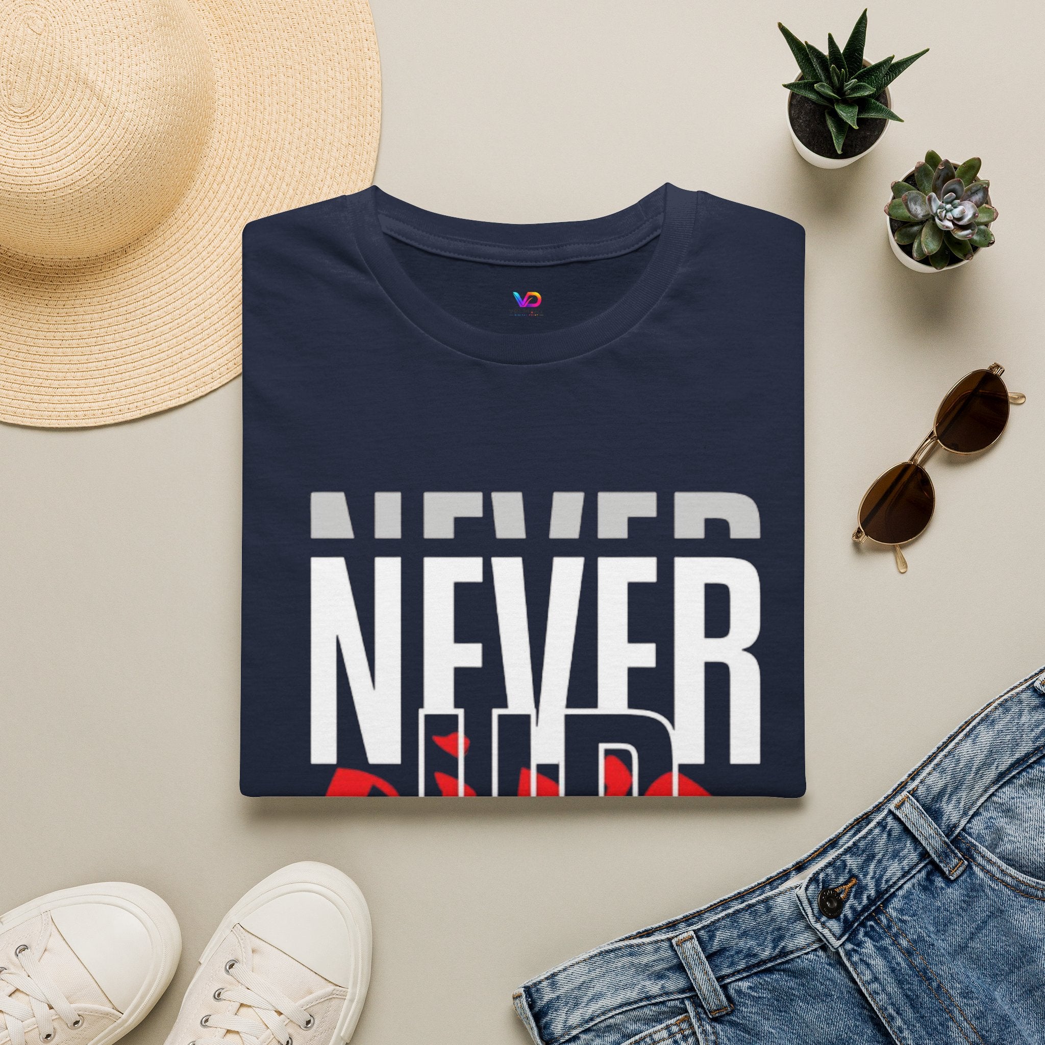 Never Give Up T-Shirt — Motivational Graphic Tee (Stay Focused)
