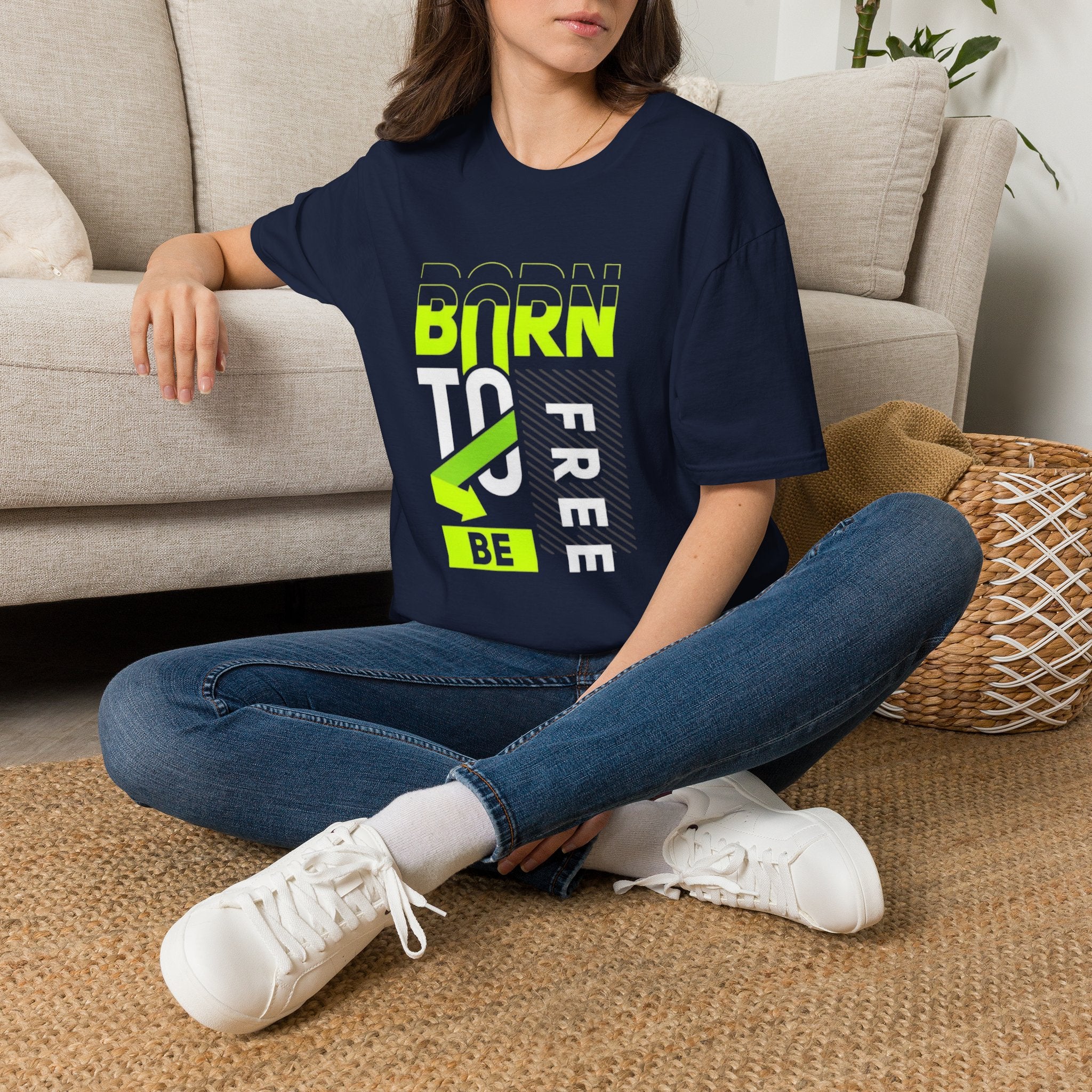 T-Shirt — Born To Be Free Neon Graphic Tee