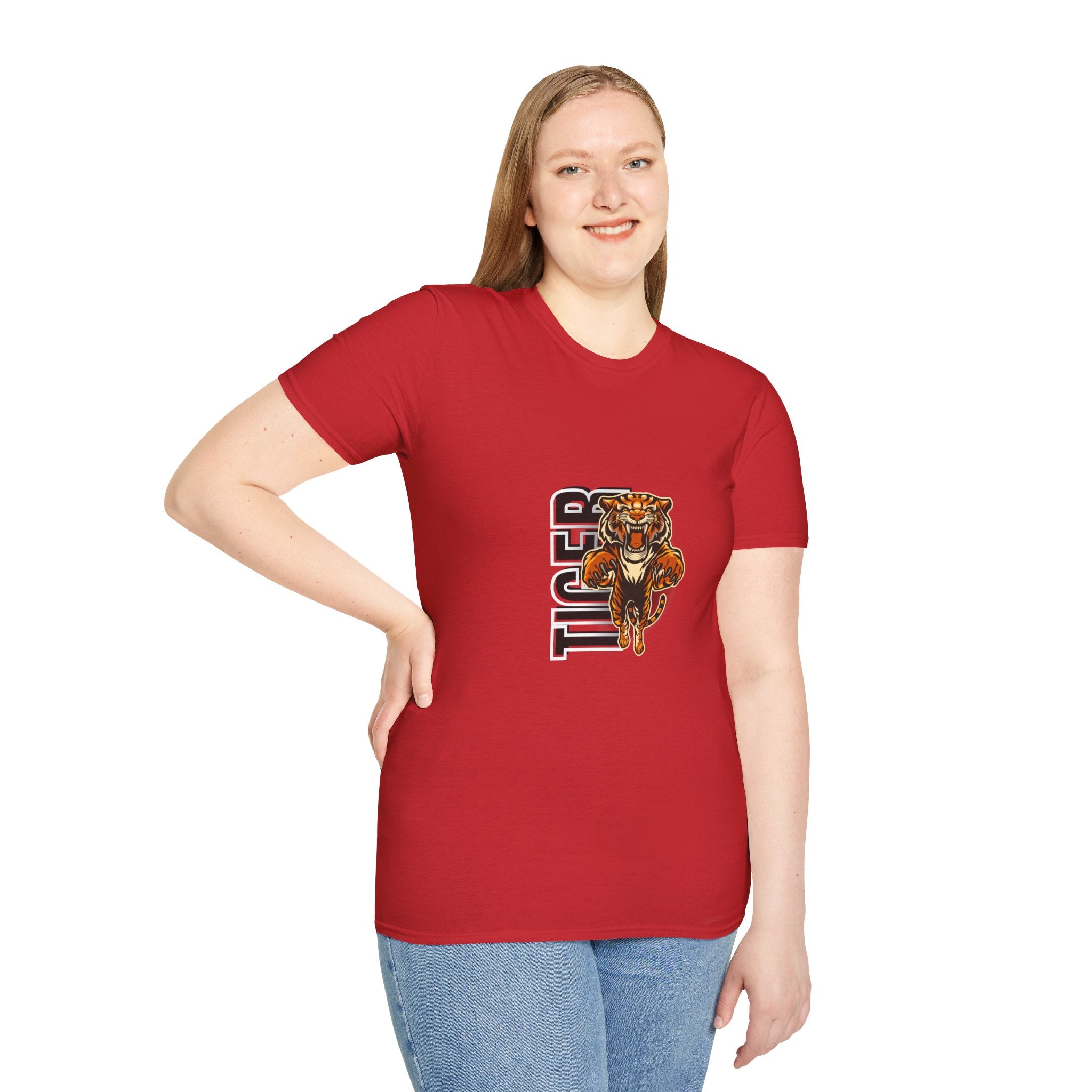Tiger Graphic T-Shirt – Fierce Roaring Tiger Vertical Text Design