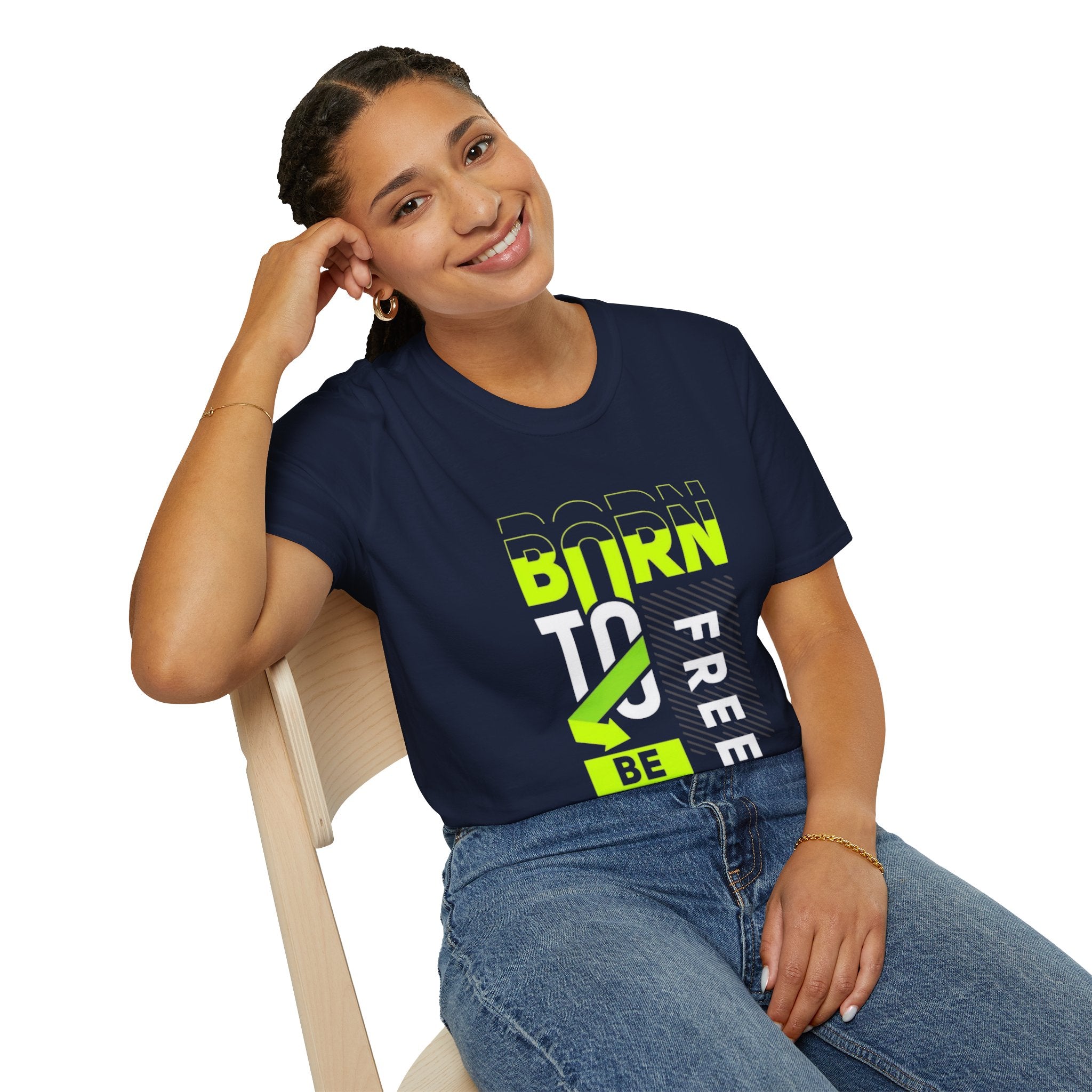 T-Shirt — Born To Be Free Neon Graphic Tee