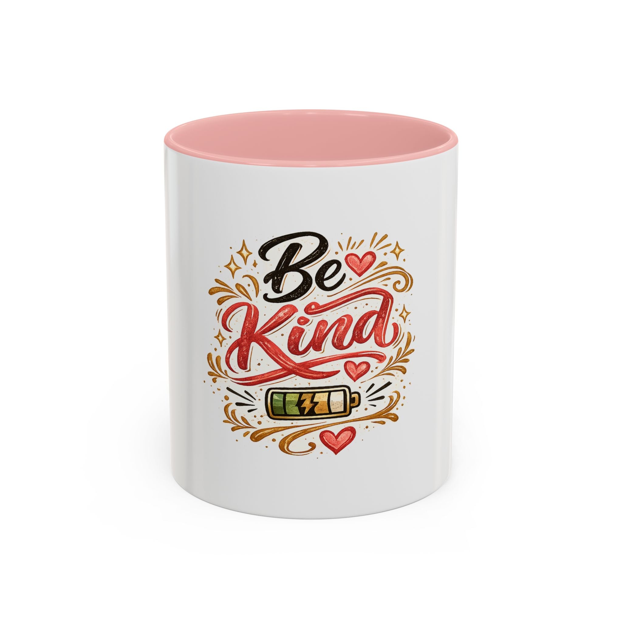 Be Kind Accent Coffee Mug — Inspirational White & Black Ceramic Mug (11/15oz)