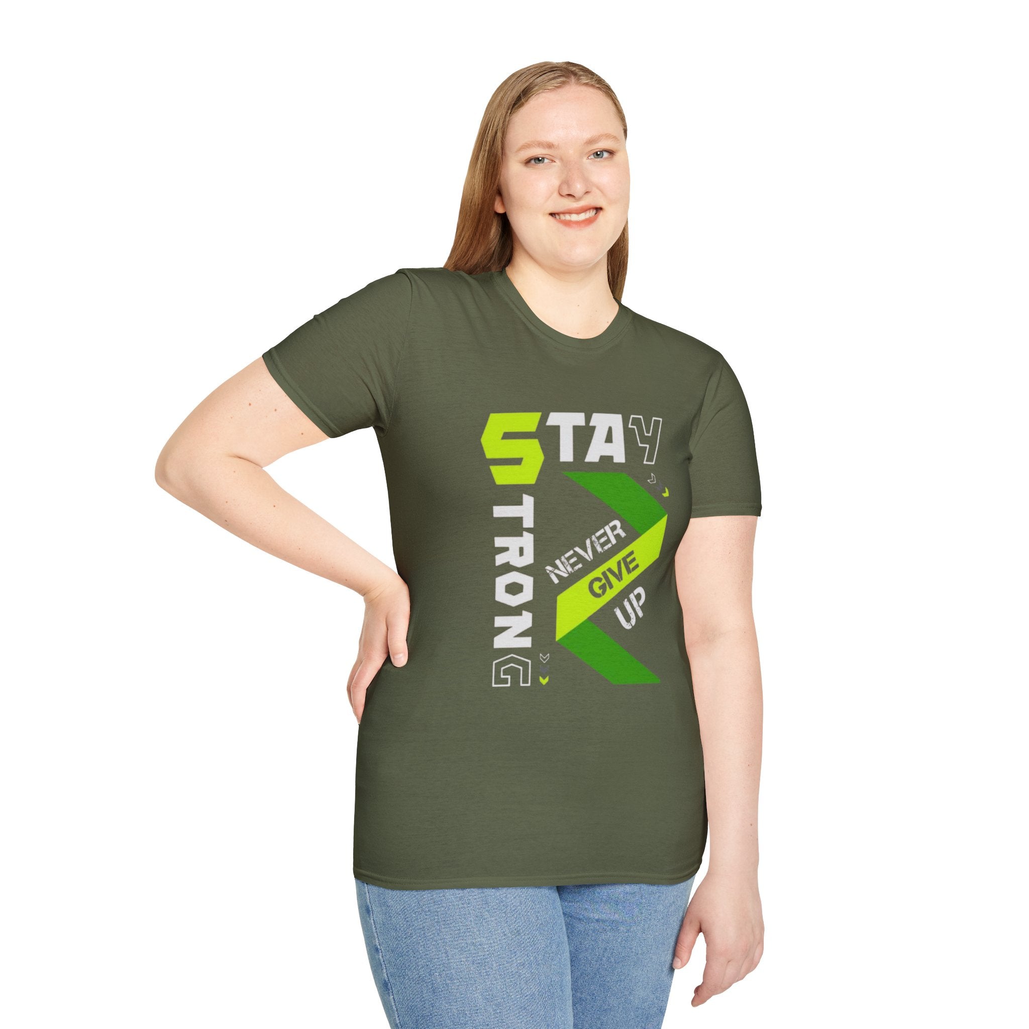 Stay Strong Graphic Tee — "Never Give Up" Motivational T-Shirt