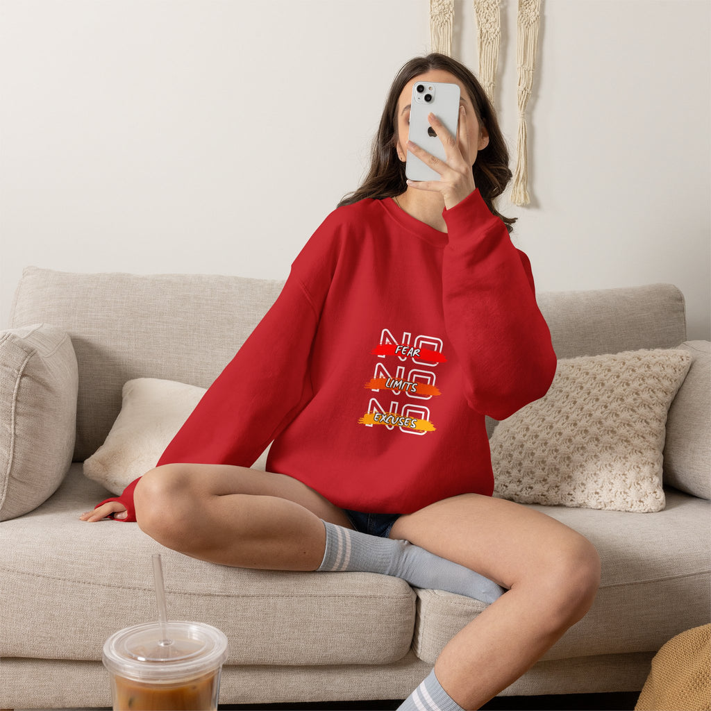 No Fear No Limits No Doubt Crewneck Sweatshirt — Motivational Graphic Pullover