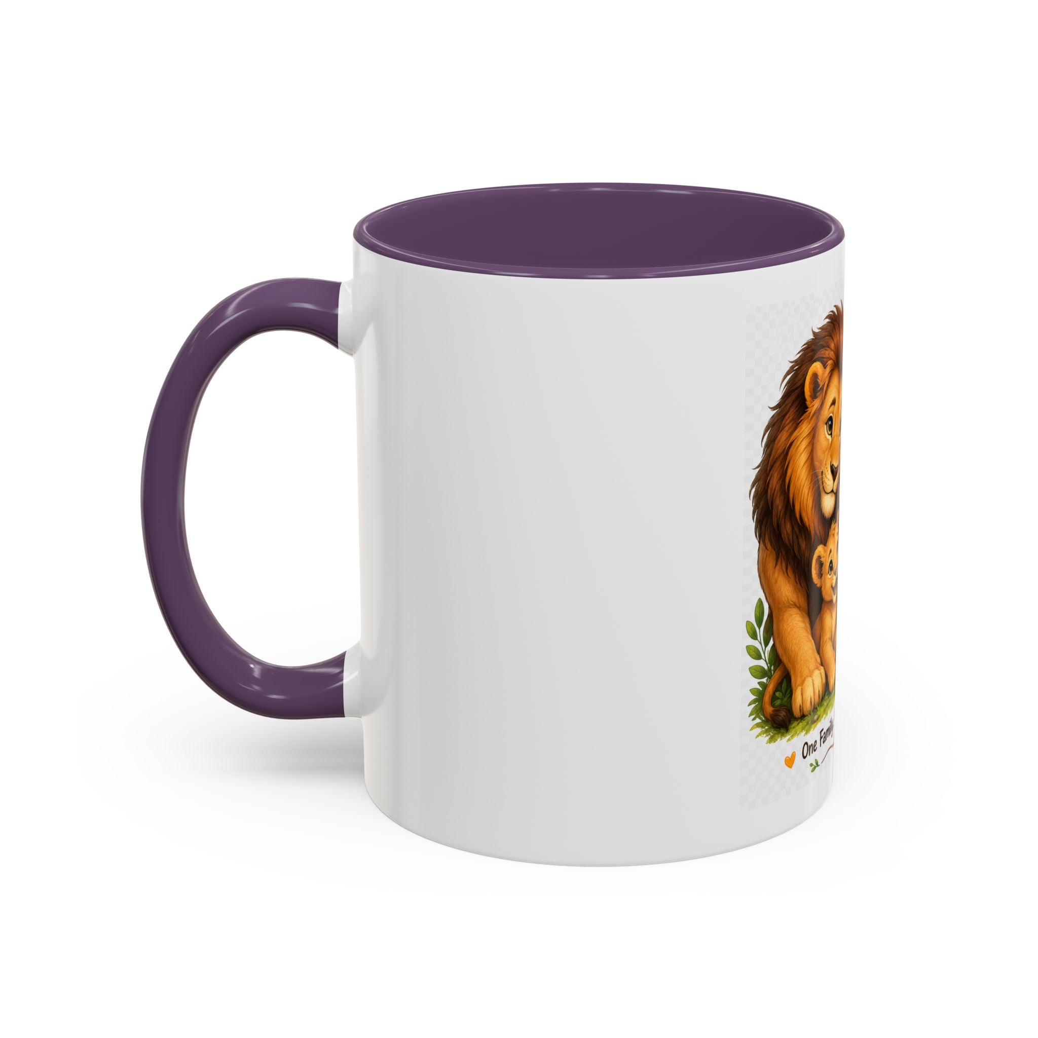 Family Lion Coffee Mug — "Together We Are Strong, Love Grows Here" Accent Mug