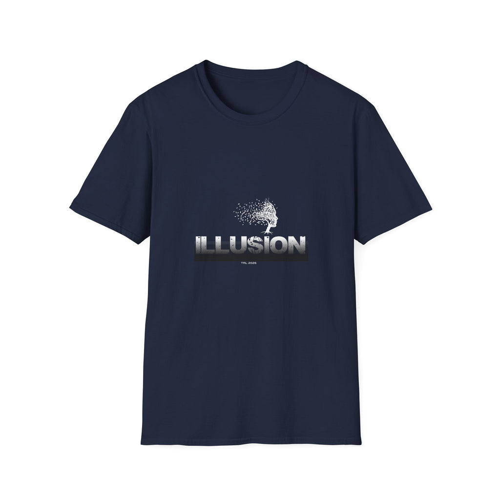 Illusion Tree Graphic T-Shirt — Surreal 'ILLUSION' Typography Tee