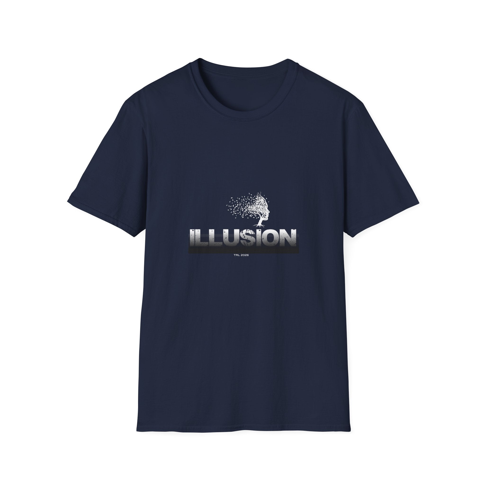 Illusion Tree Graphic T-Shirt — Surreal 'ILLUSION' Typography Tee