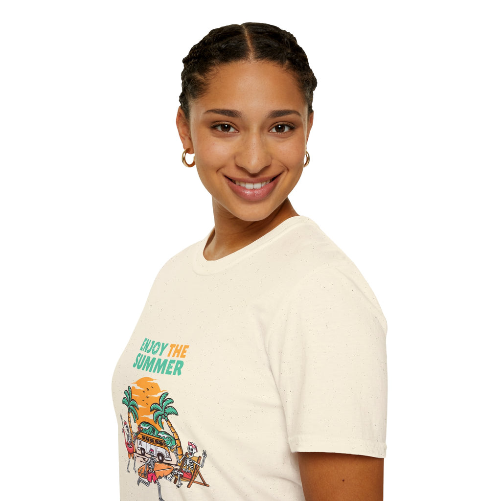 Summer Beach T-Shirt — "Enjoy The Summer" Palm Tree Surf Graphic