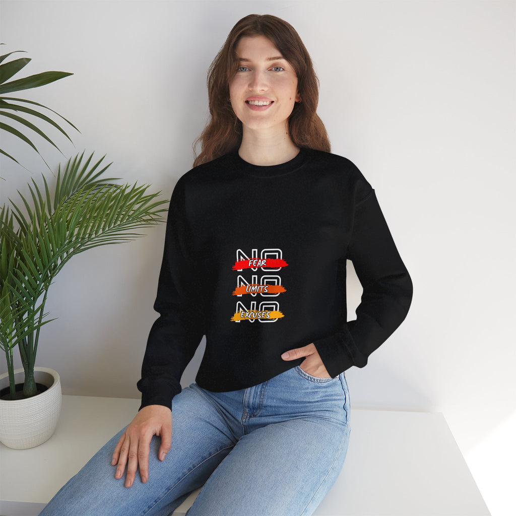 No Fear No Limits No Doubt Crewneck Sweatshirt — Motivational Graphic Pullover