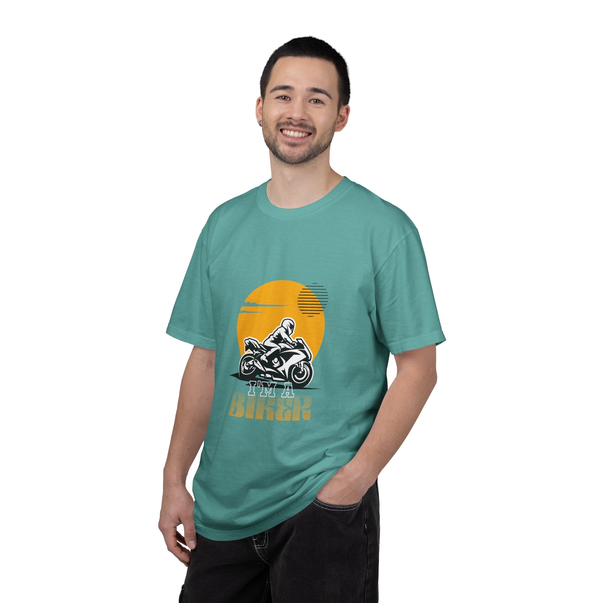 Motorcycle Rider T-Shirt — Retro Sunset Biker Graphic