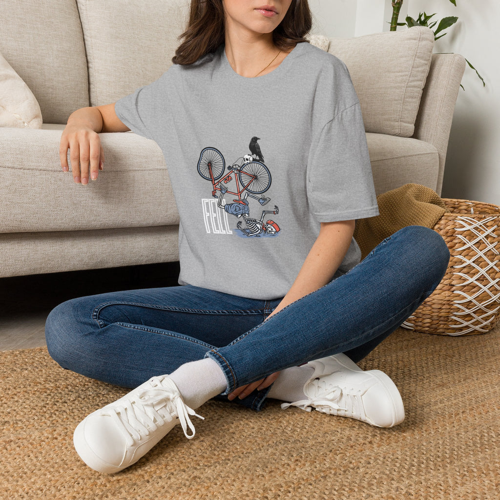 T-Shirt — Vintage Bike Crash Illustration with Crow (whimsical urban cycling tee)