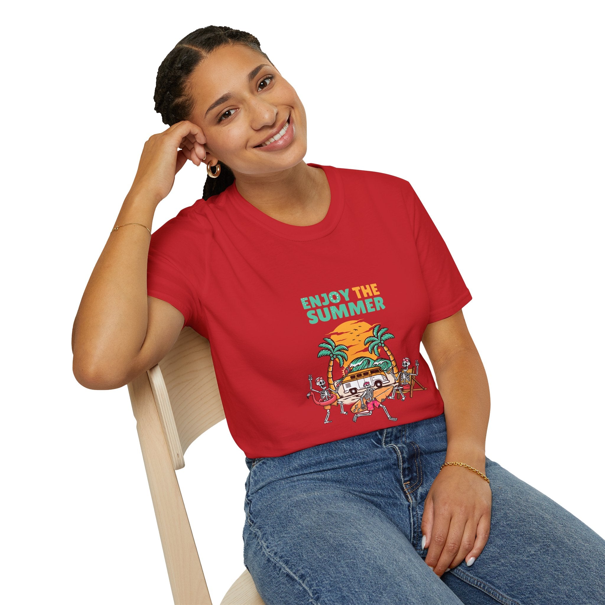 Summer Beach T-Shirt — "Enjoy The Summer" Palm Tree Surf Graphic