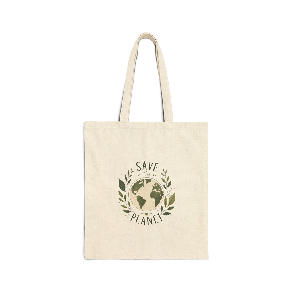 Canvas Tote Bag — "Save the Planet" Eco-Friendly Grocery & Reusable Market Tote