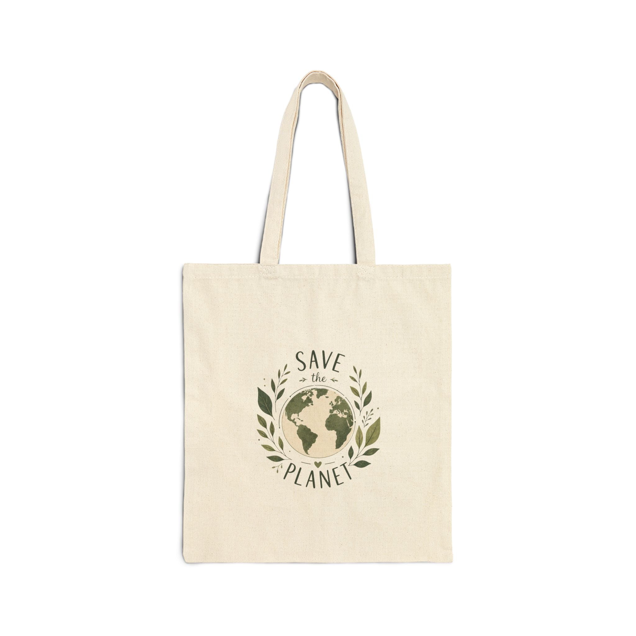 Canvas Tote Bag — "Save the Planet" Eco-Friendly Grocery & Reusable Market Tote