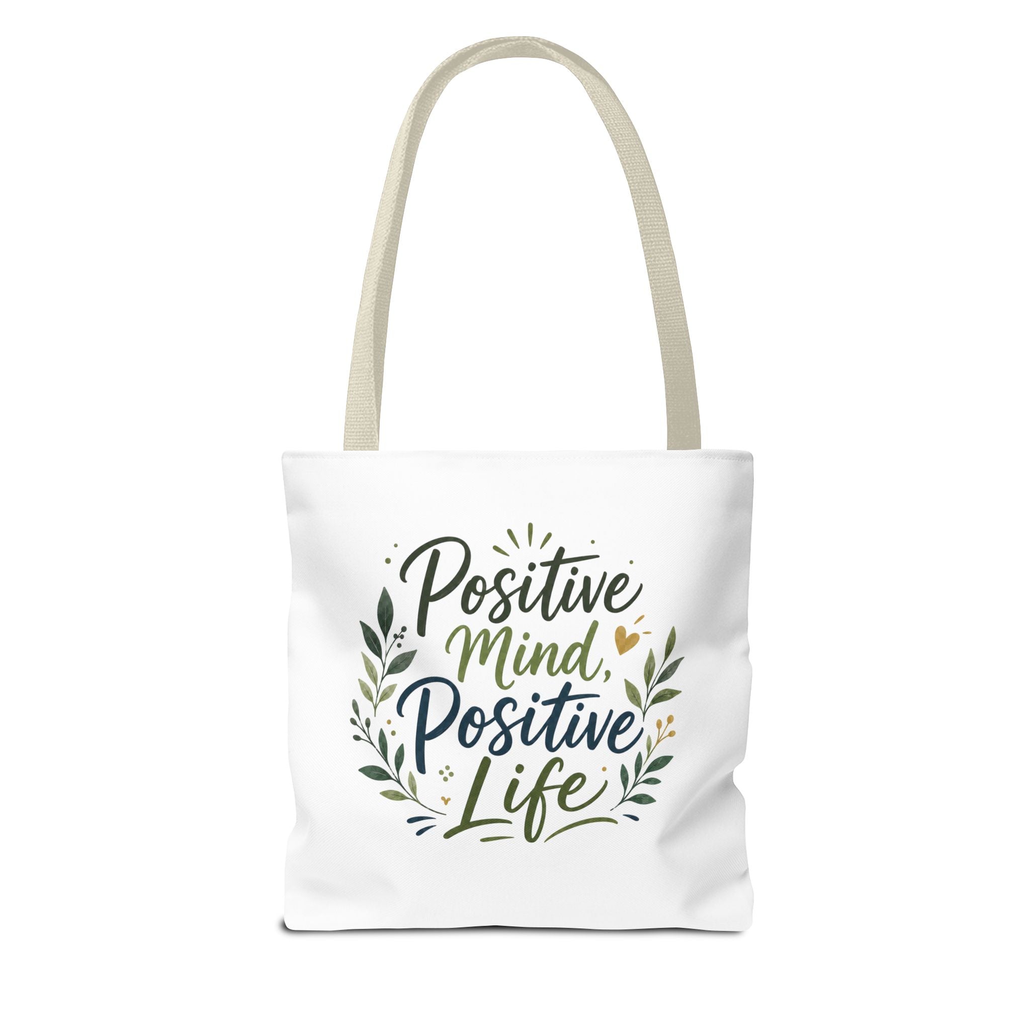 Positive Mind, Positive Life Tote Bag — Inspirational Floral Canvas Shopper