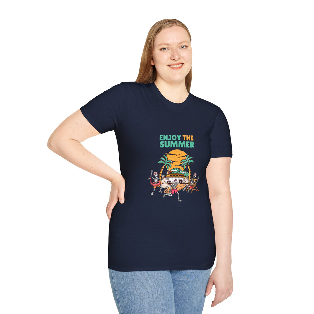 Summer Beach T-Shirt — "Enjoy The Summer" Palm Tree Surf Graphic