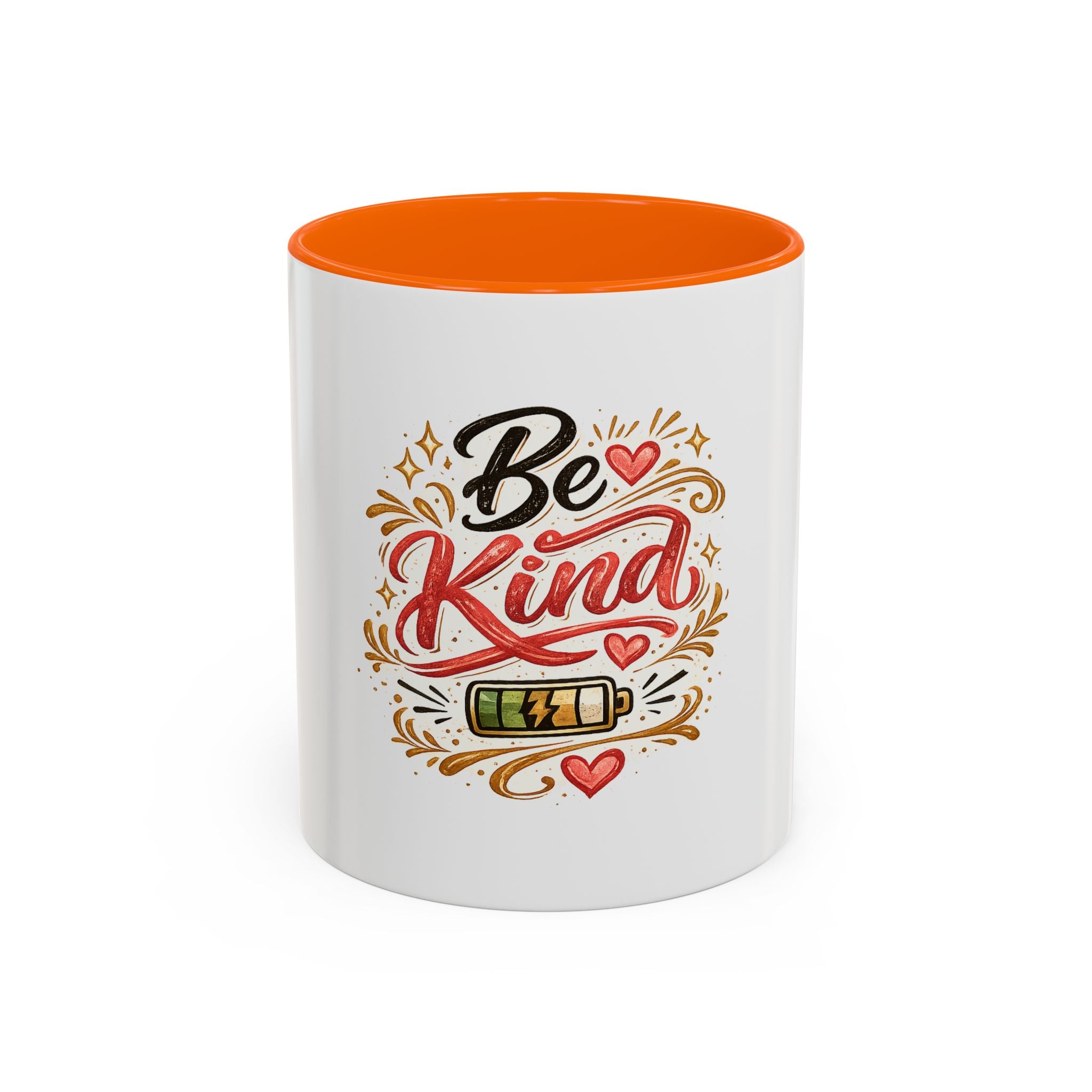 Be Kind Accent Coffee Mug — Inspirational White & Black Ceramic Mug (11/15oz)