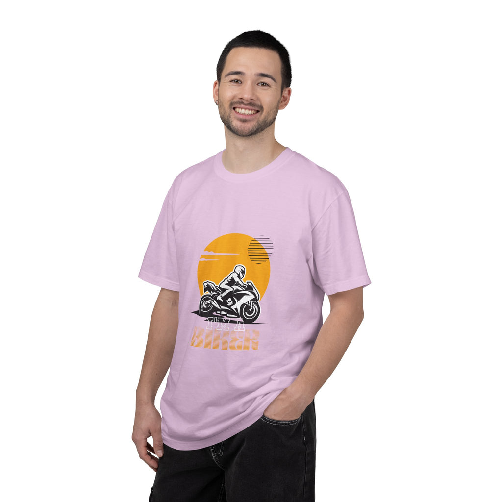 Motorcycle Rider T-Shirt — Retro Sunset Biker Graphic