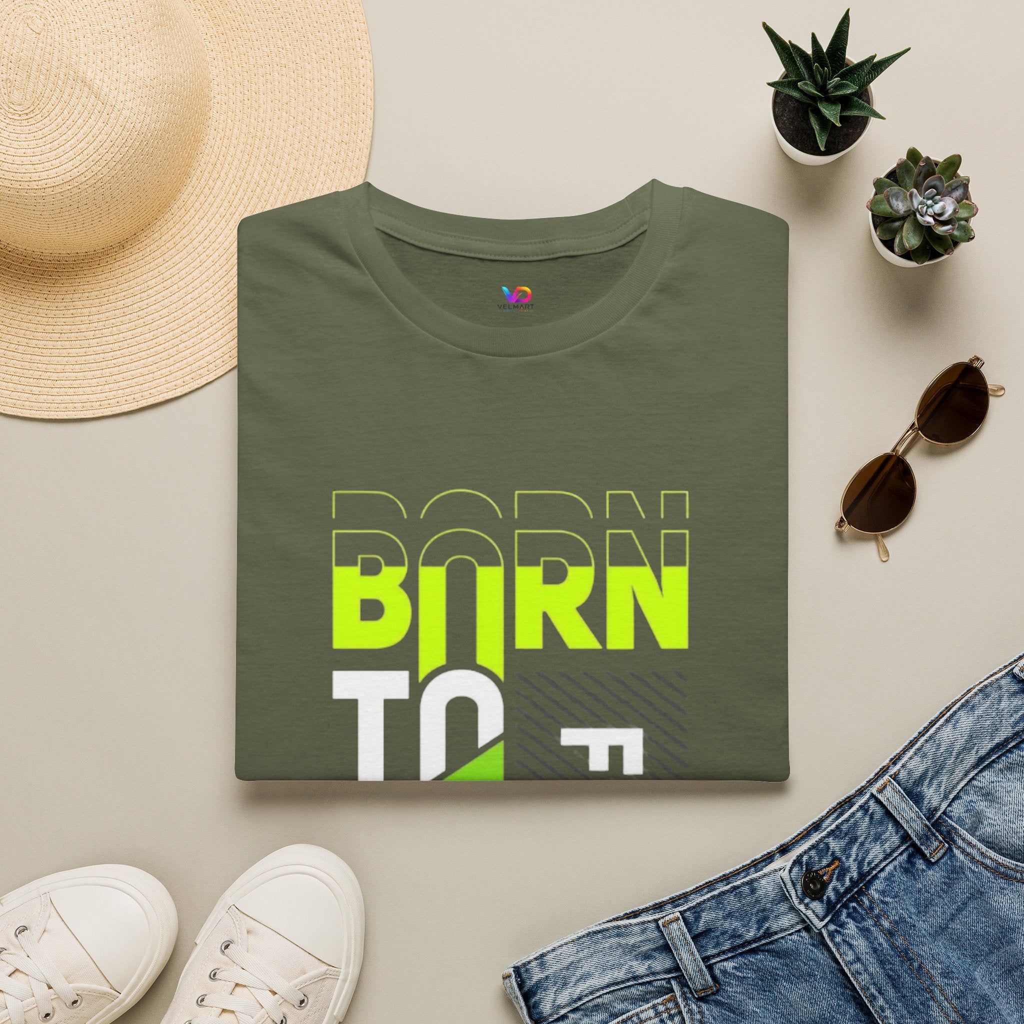 T-Shirt — Born To Be Free Neon Graphic Tee