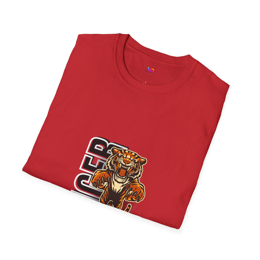 Tiger Graphic T-Shirt – Fierce Roaring Tiger Vertical Text Design