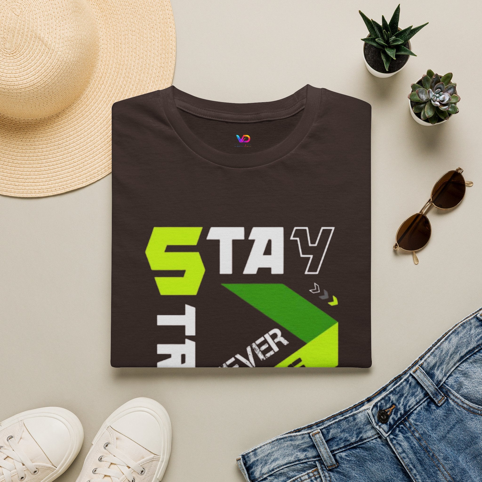 Stay Strong Graphic Tee — "Never Give Up" Motivational T-Shirt
